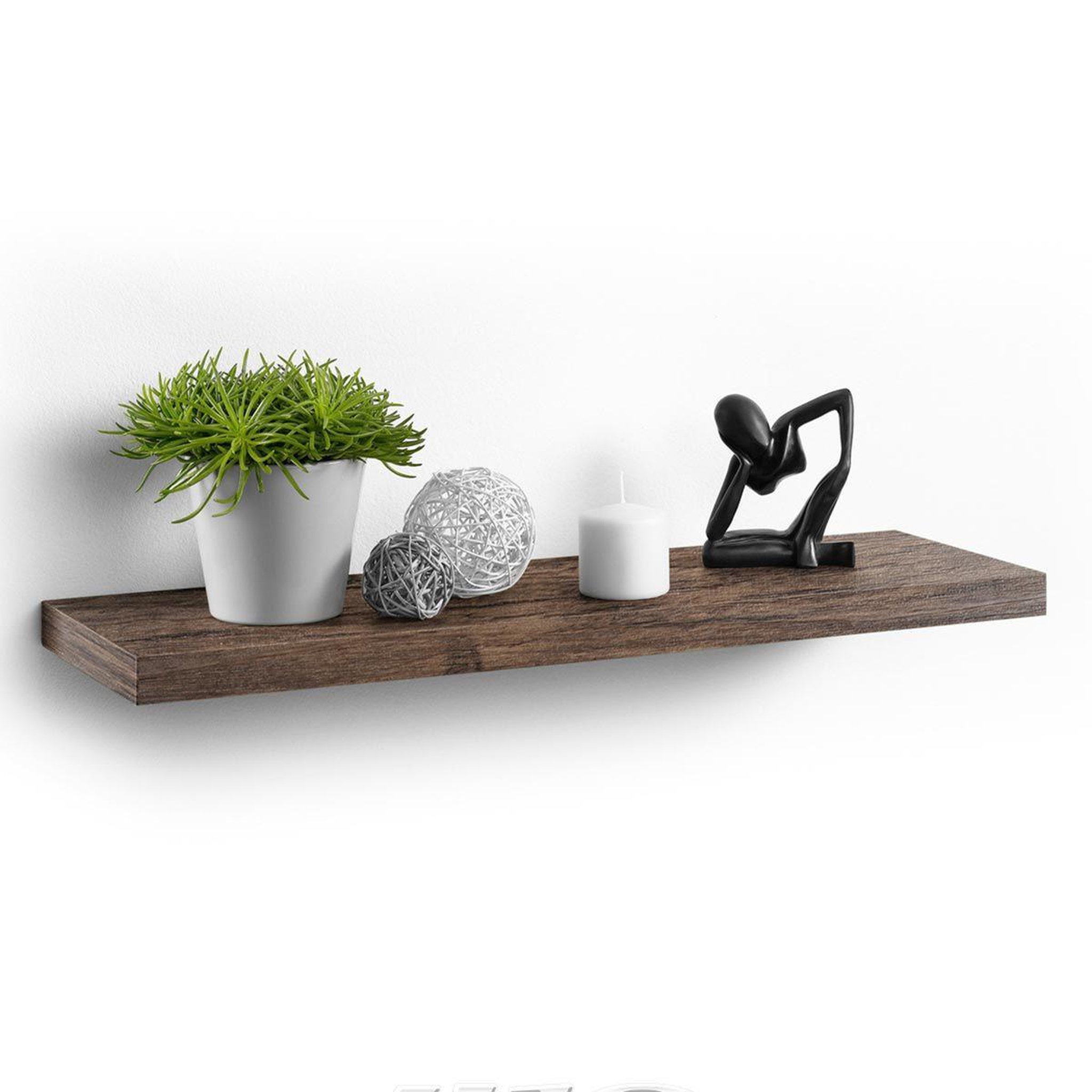 Voir la diapositive 1 : HOMEA Étagère murale design  flottante  75cm noyer