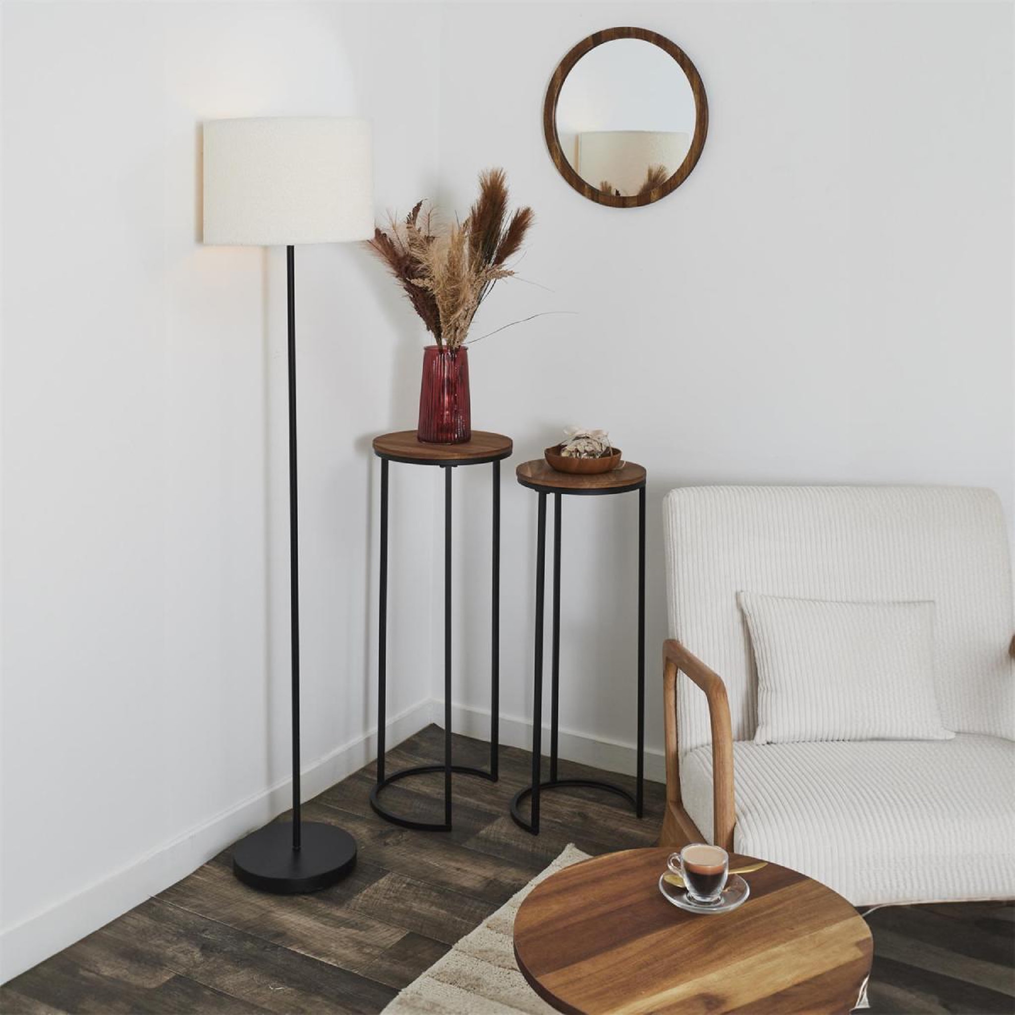 Voir la diapositive 6 : The Home Deco Factory Lot de 2 sellettes  gigogne  80cm marron