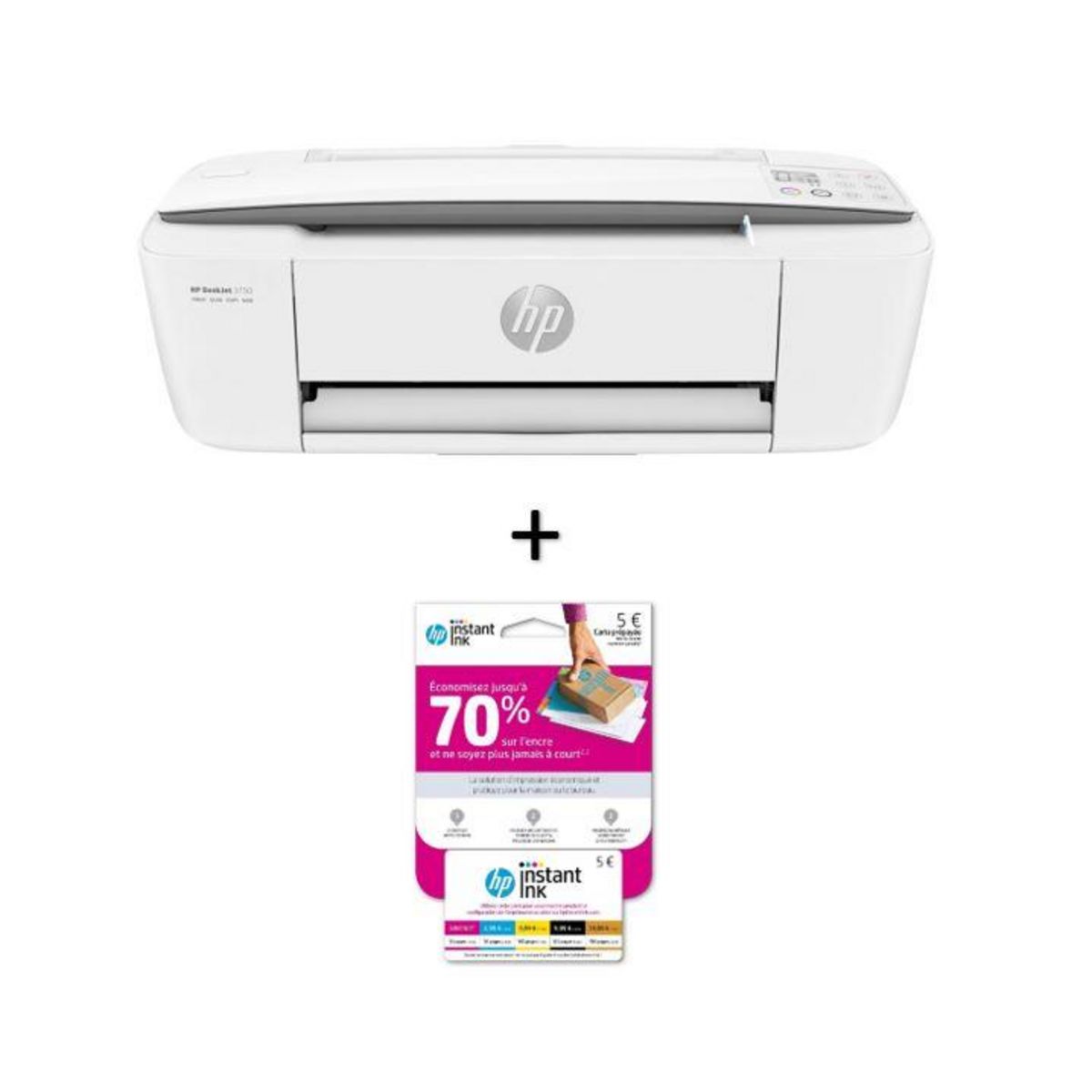 HP Imprimante multifonction Jet d'encre DESKJET 3750 Wifi + Carte prépayée Instant Ink offerte