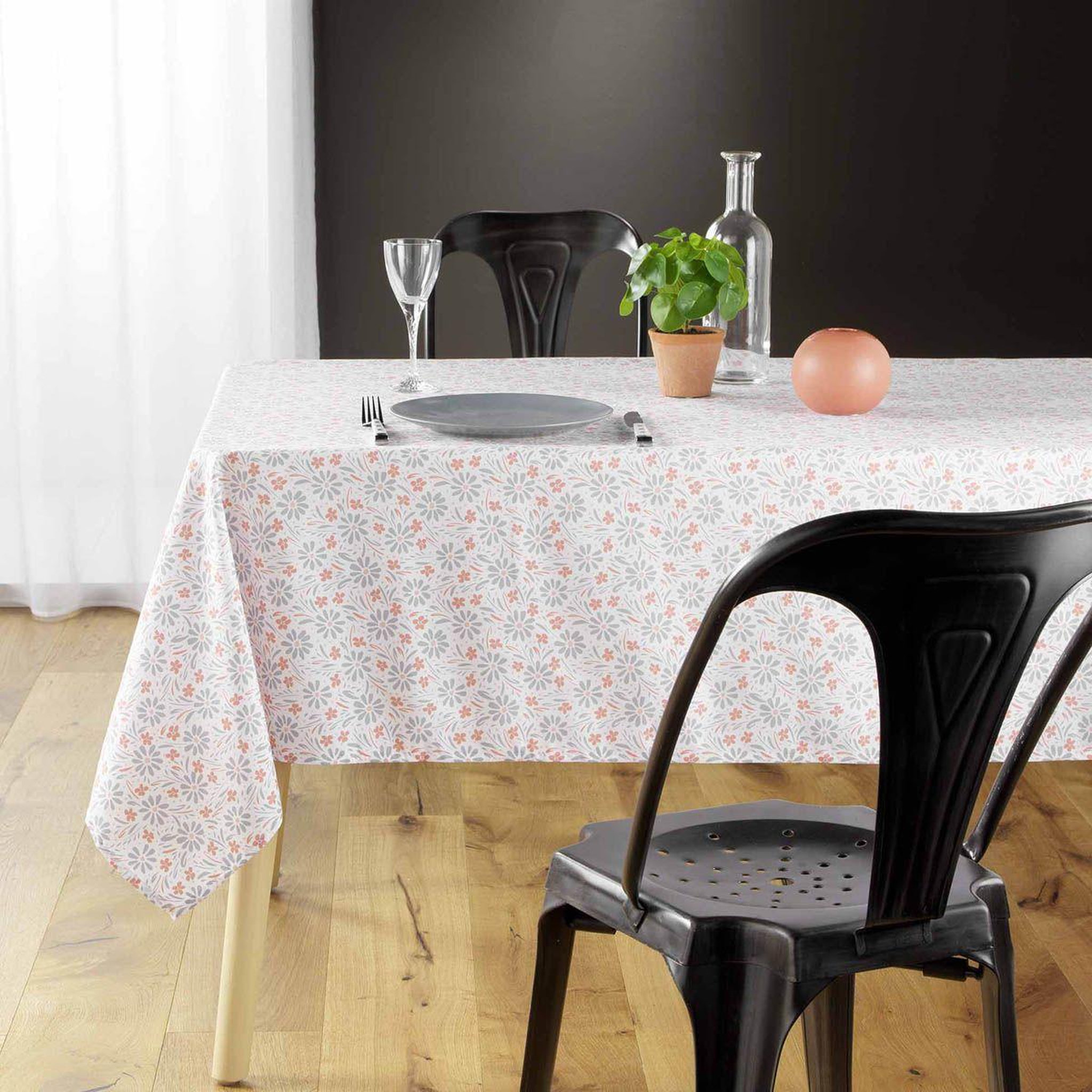 Voir la diapositive 3 : Douceur d'Intérieur Nappe microfibre imprimé  florelle  140x240cm corail