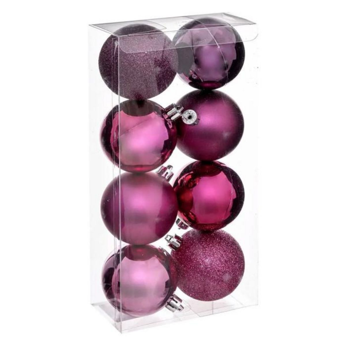 ATMOSPHERA Lot de 8 Boules de Noël  Colorama  7cm Cassis