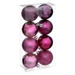 ATMOSPHERA Lot de 8 Boules de Noël  Colorama  7cm Cassis