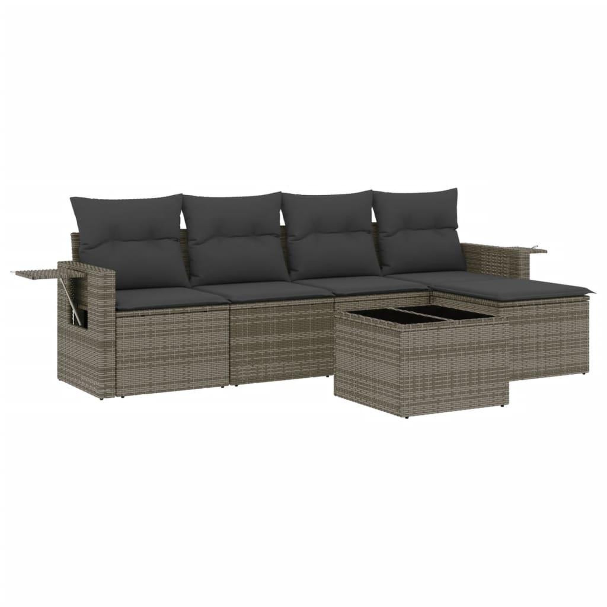 Voir la diapositive 2 : VIDAXL Salon de jardin 6 pcs avec coussins gris resine tressee