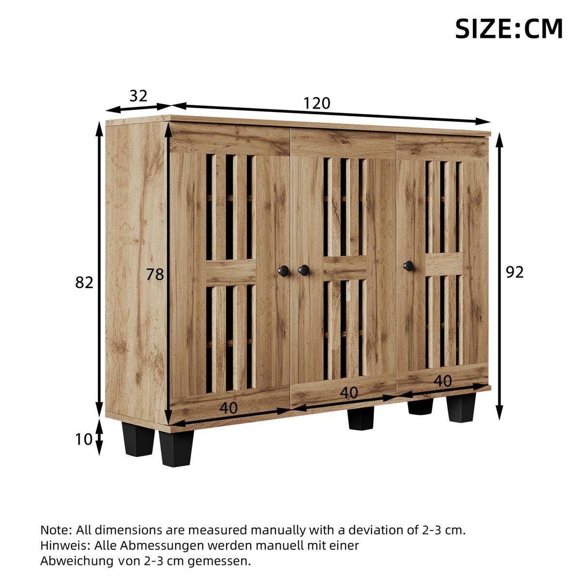 MERAX Buffet 3 porte(s) 0 tiroir(s) - 120 cm naturel panneaux de particules