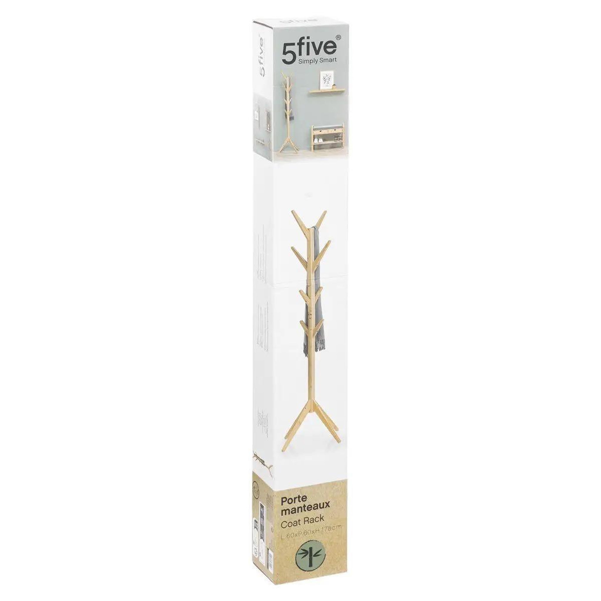 Voir la diapositive 3 : FIVE Porte-manteau en bambou  arbre  178cm naturel