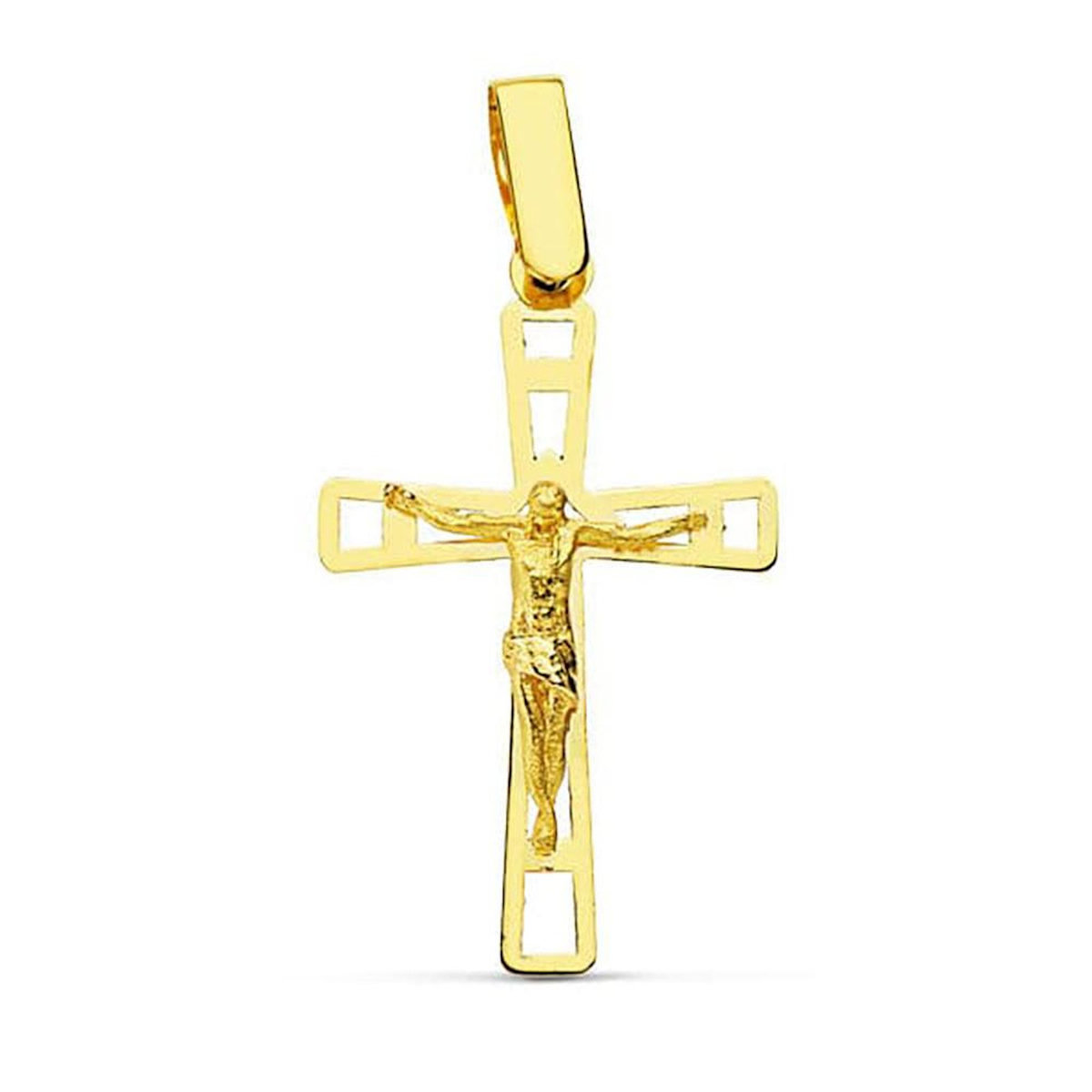 L'ATELIER D'AZUR Pendentif  - Médaille Christ sur la Croix Or 18 Carats 750 Jaune - Chaine Offerte