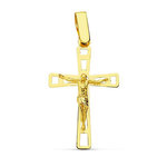 L'ATELIER D'AZUR Pendentif  - Médaille Christ sur la Croix Or 18 Carats 750 Jaune - Chaine Offerte