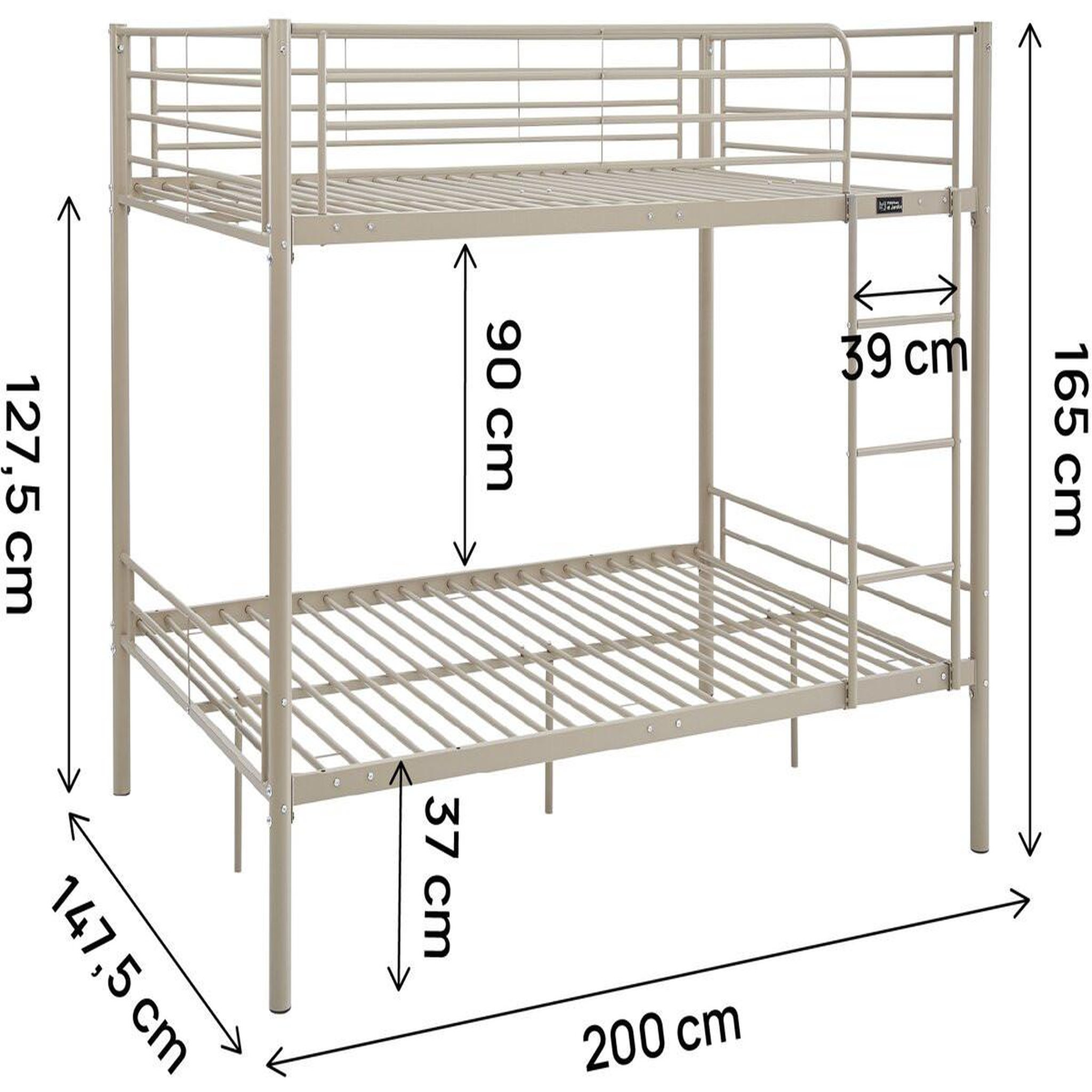 Voir la diapositive 3 : Habitat et Jardin Lit double superposé avec sommier inclus  Adam  - 140 x 190 cm - Taupe