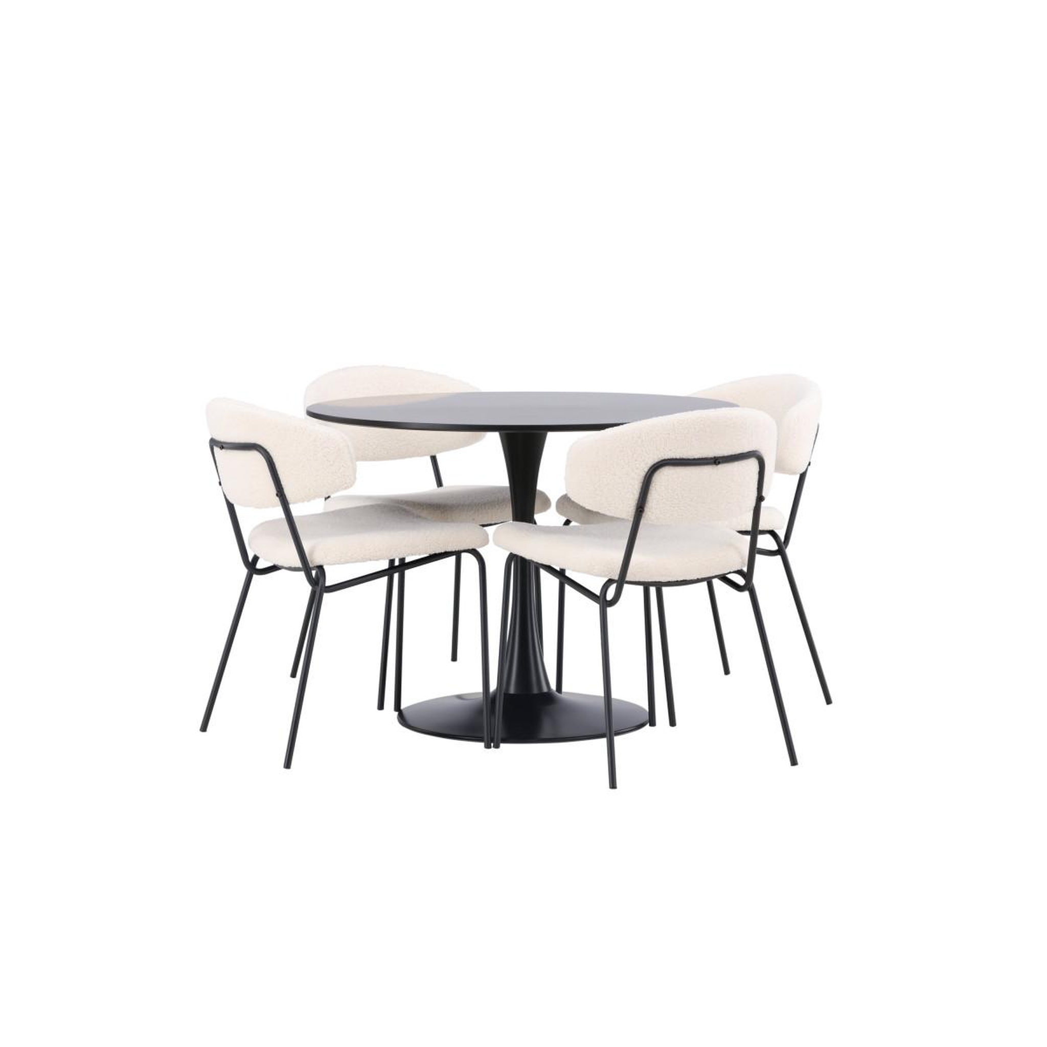 Voir la diapositive 3 : Paris Prix Ensemble table à manger & 4 chaises  glade & chico  100cm noir & blanc