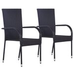 VIDAXL Chaises empilables d'exterieur lot de 2 Resine tressee Noir
