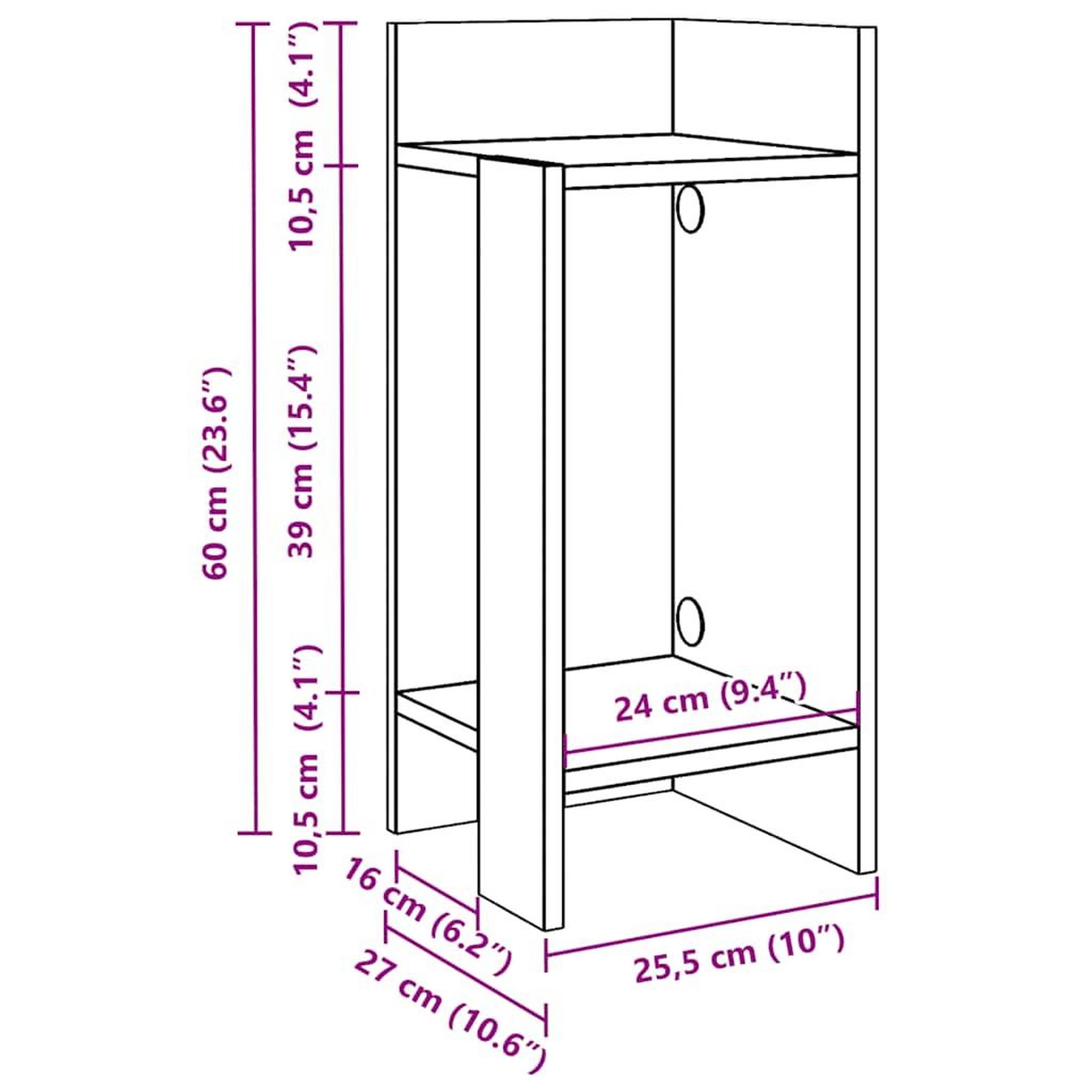 Voir la diapositive 6 : VIDAXL Table d'appoint avec etagere chene fume 25,5x27x60 cm