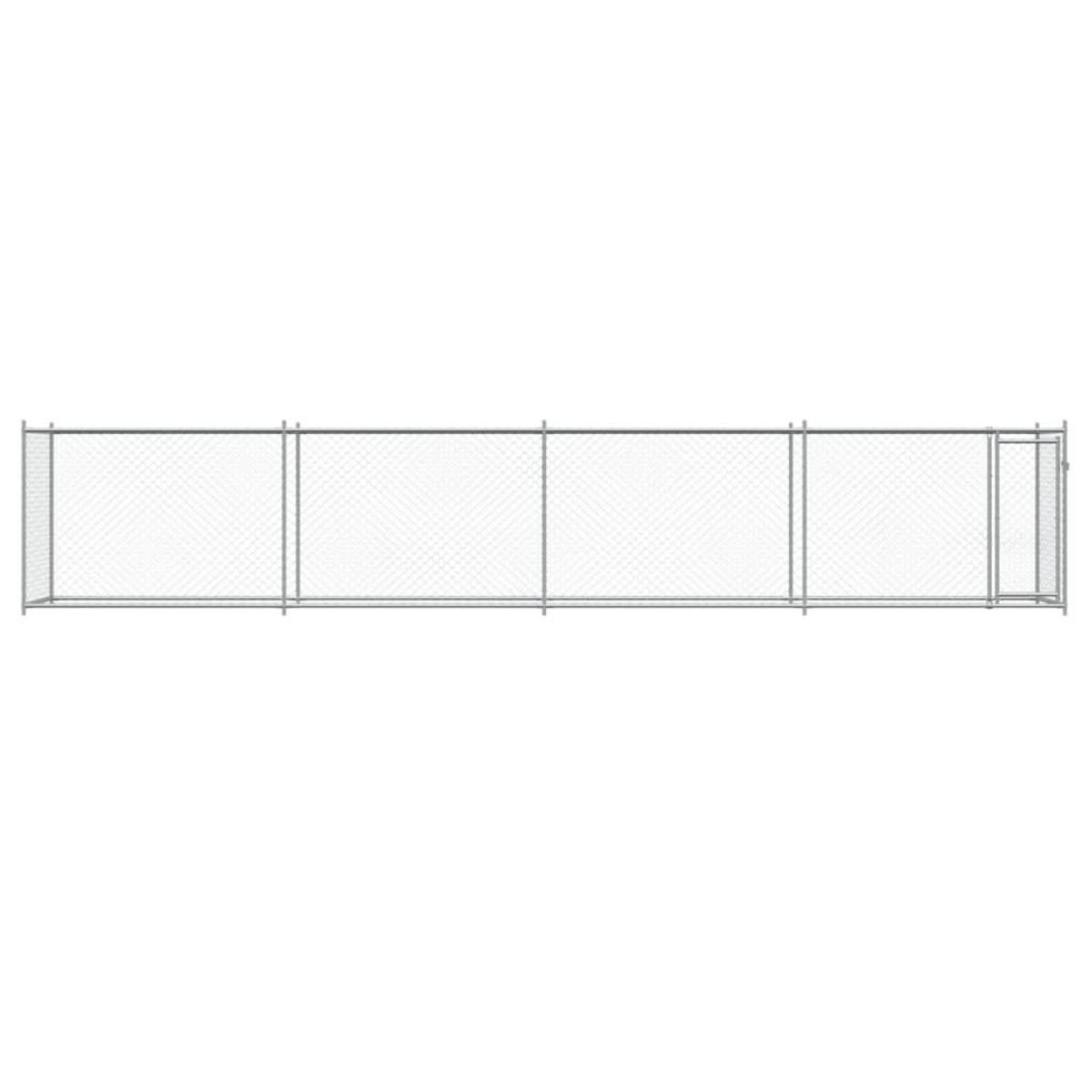 VIDAXL Cage pour chien avec porte gris 8x2x1,5 m acier galvanise