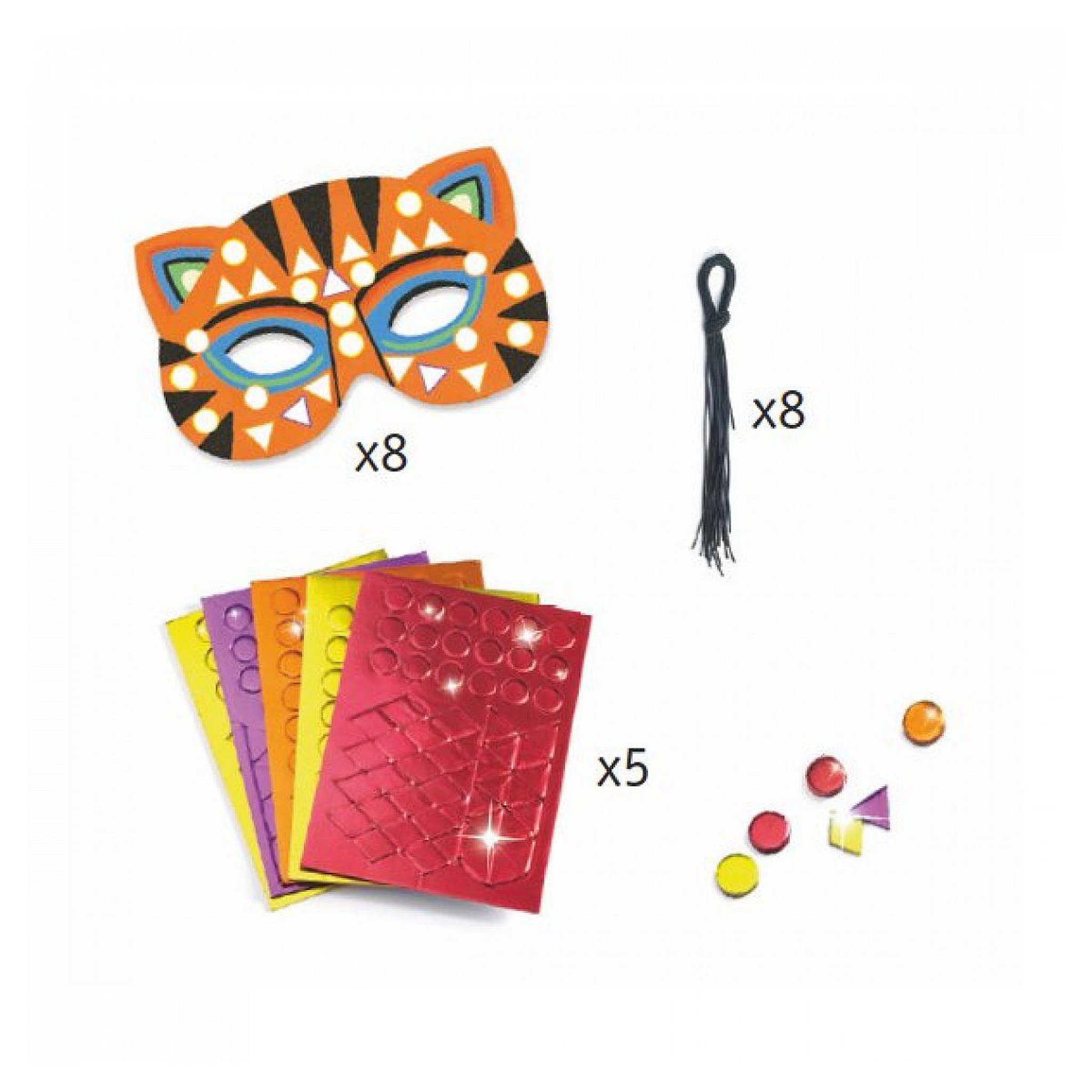Voir la diapositive 2 : Djeco Diy masques mosaiques animaux de la jungle
