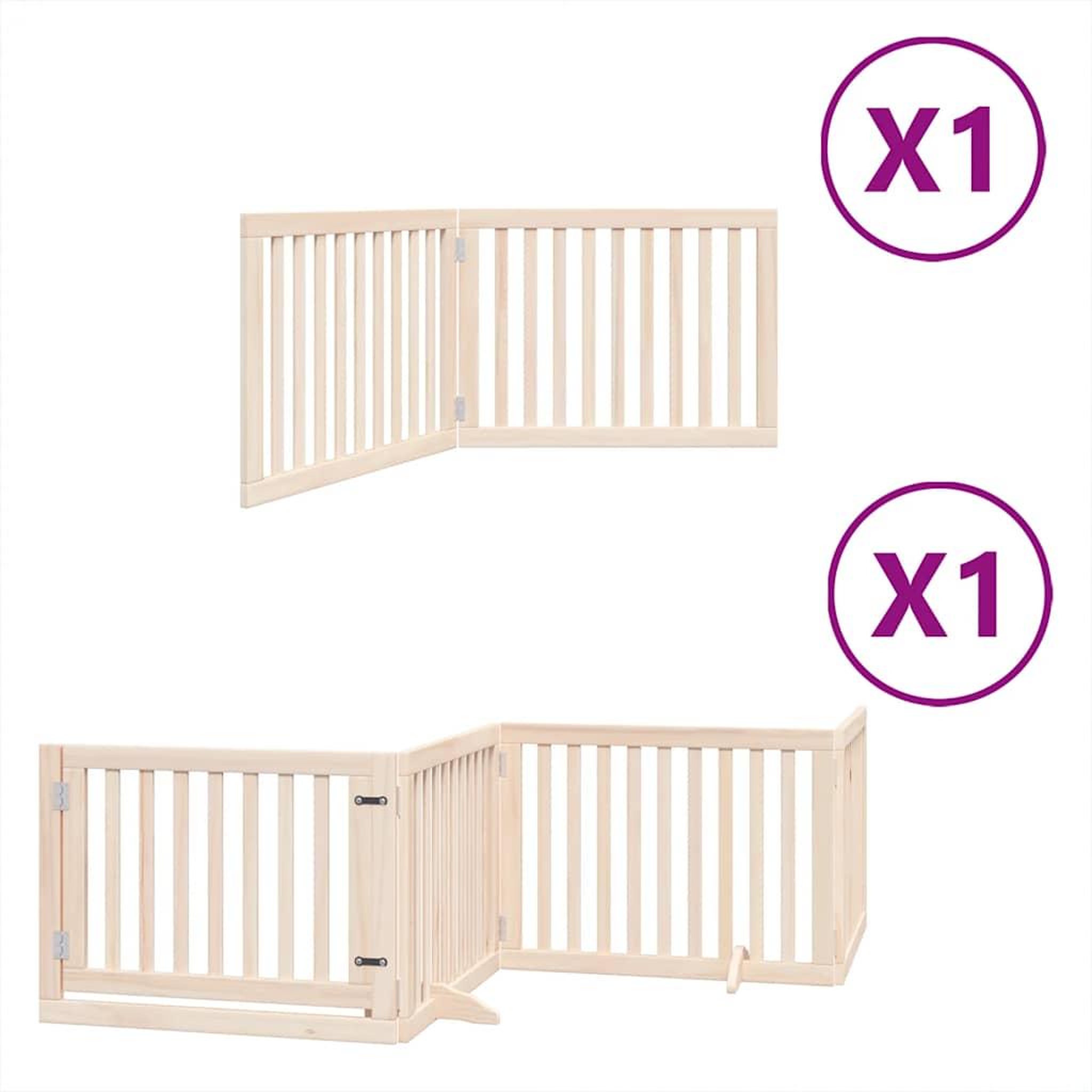 Voir la diapositive 2 : VIDAXL Barriere pour chien avec porte pliable 6 panneaux bois peuplier