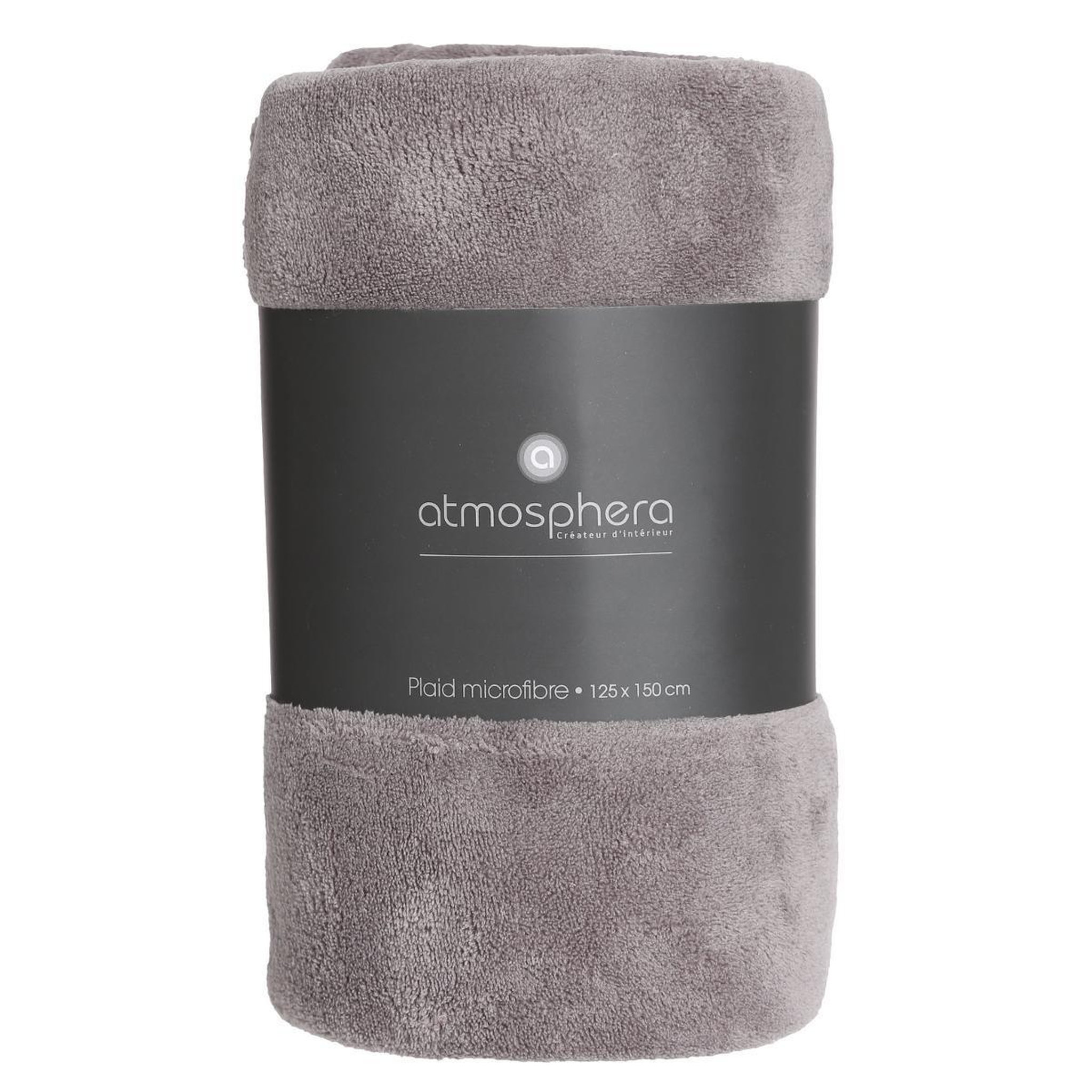 Voir la diapositive 3 : ATMOSPHERA Plaid polaire  microfibre  125x150cm gris