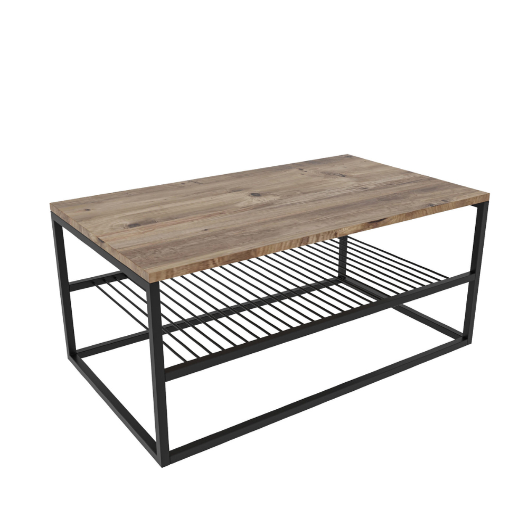 CONCEPT USINE Table basse industrielle avec étagère factory