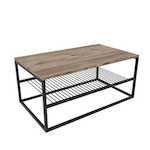 CONCEPT USINE Table basse industrielle avec étagère FACTORY