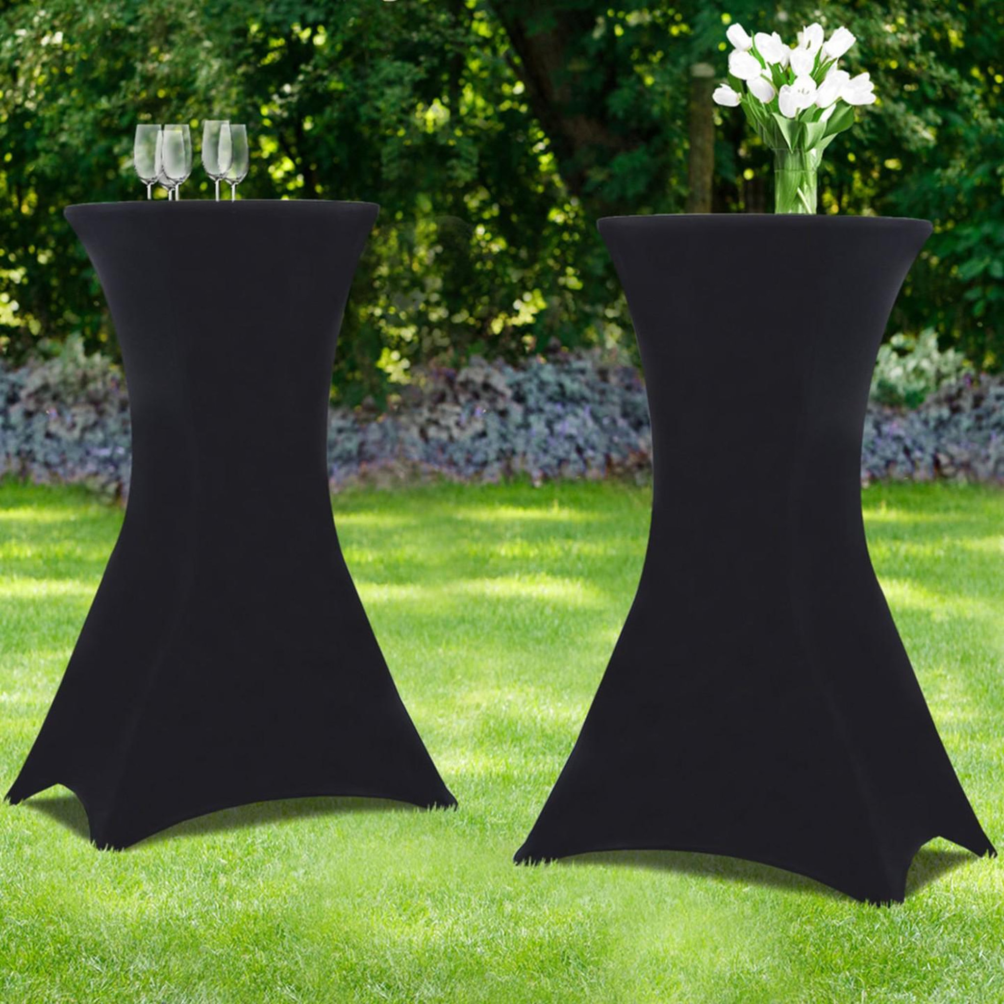 Voir la diapositive 2 : ID MARKET Lot de 2 housses noires pour table haute pliante 105 cm