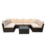 CONCEPT USINE Salon de jardin modulable 6 places en résine tressée marron NACULA