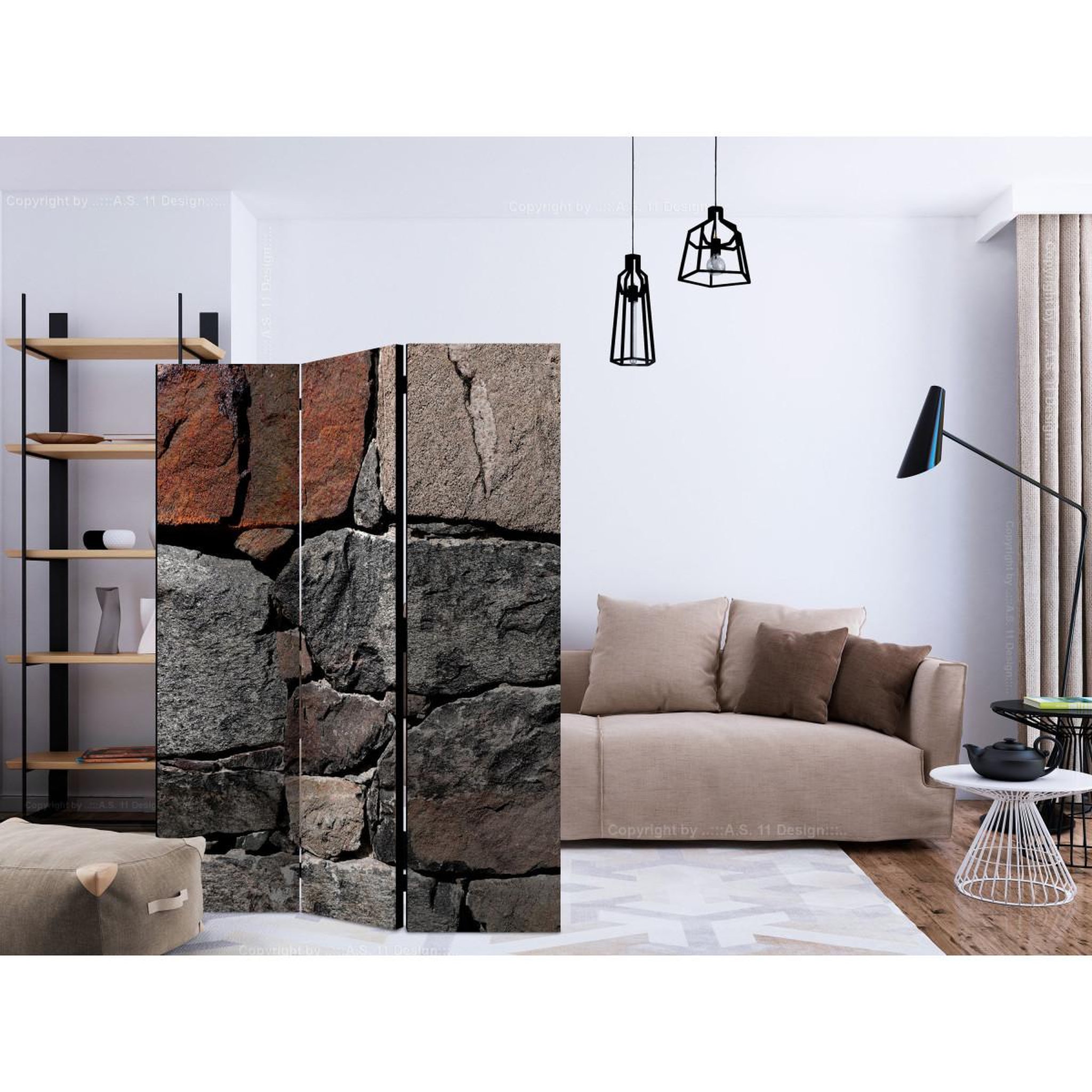 Voir la diapositive 2 : Paris Prix Paravent 3 volets  dark stones  135x172cm
