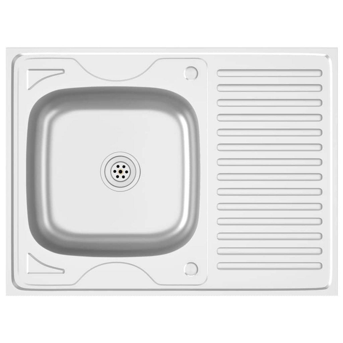 VIDAXL Jeu d'evier de cuisine et egouttoir argente 800x600x155 mm inox