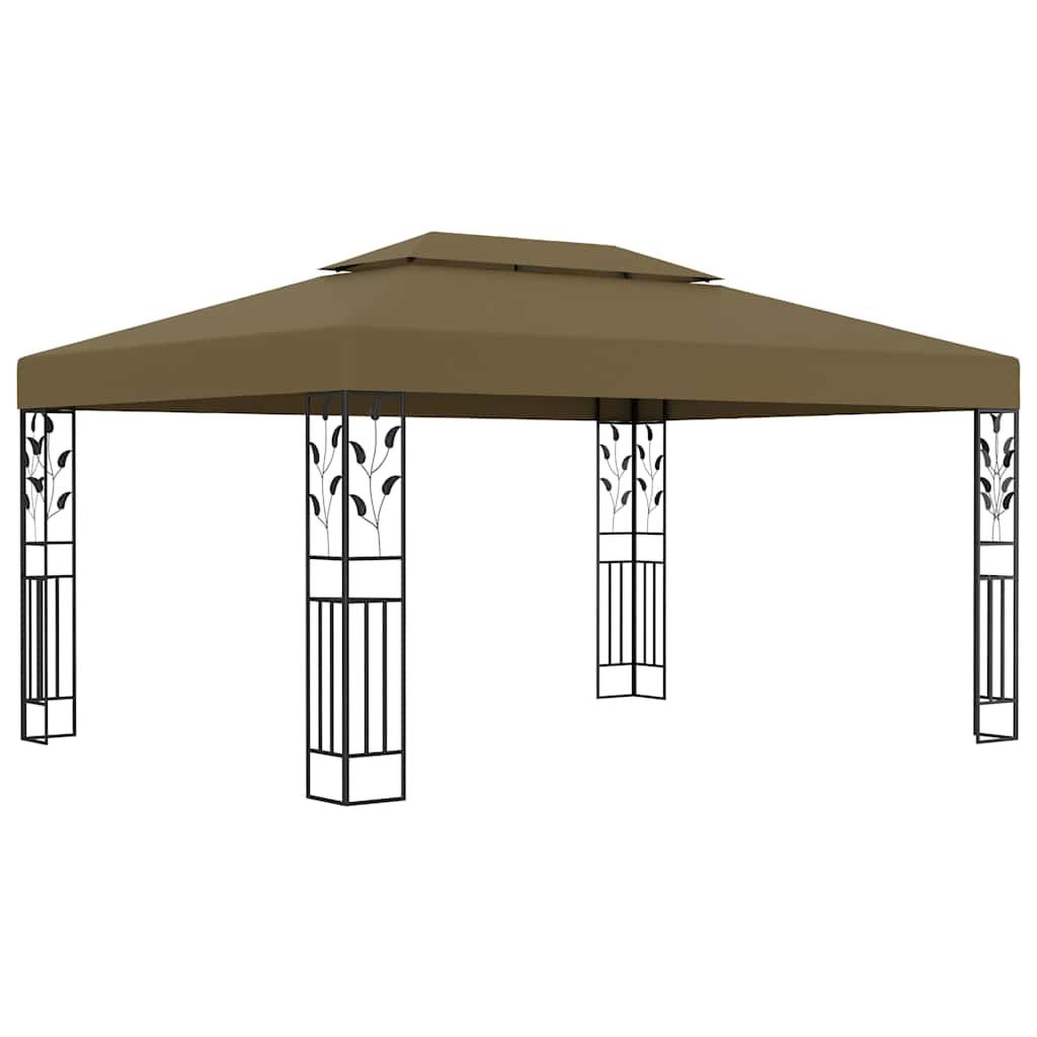 Voir la diapositive 3 : VIDAXL Tonnelle avec double toit et lumieres led 3x4 m taupe