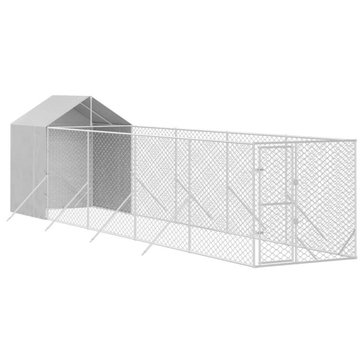 VIDAXL Chenil d'exterieur pour chiens avec toit argente 2x10x2,5 m