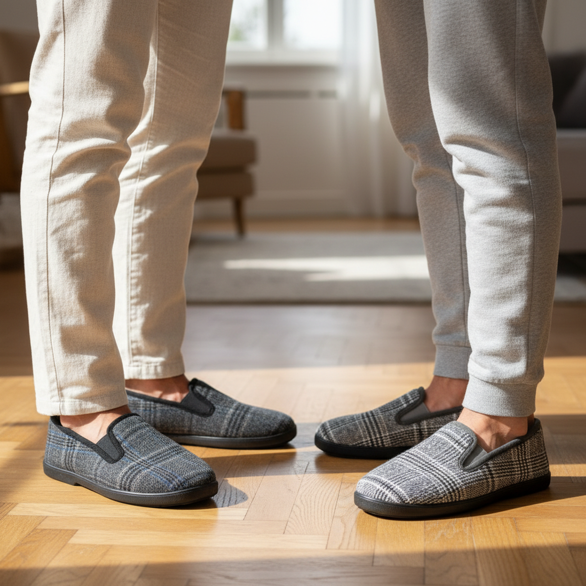Voir la diapositive 2 : OZABI Ozabi pantoufles charentaises homme pack de 2 paires semelle antidérapante