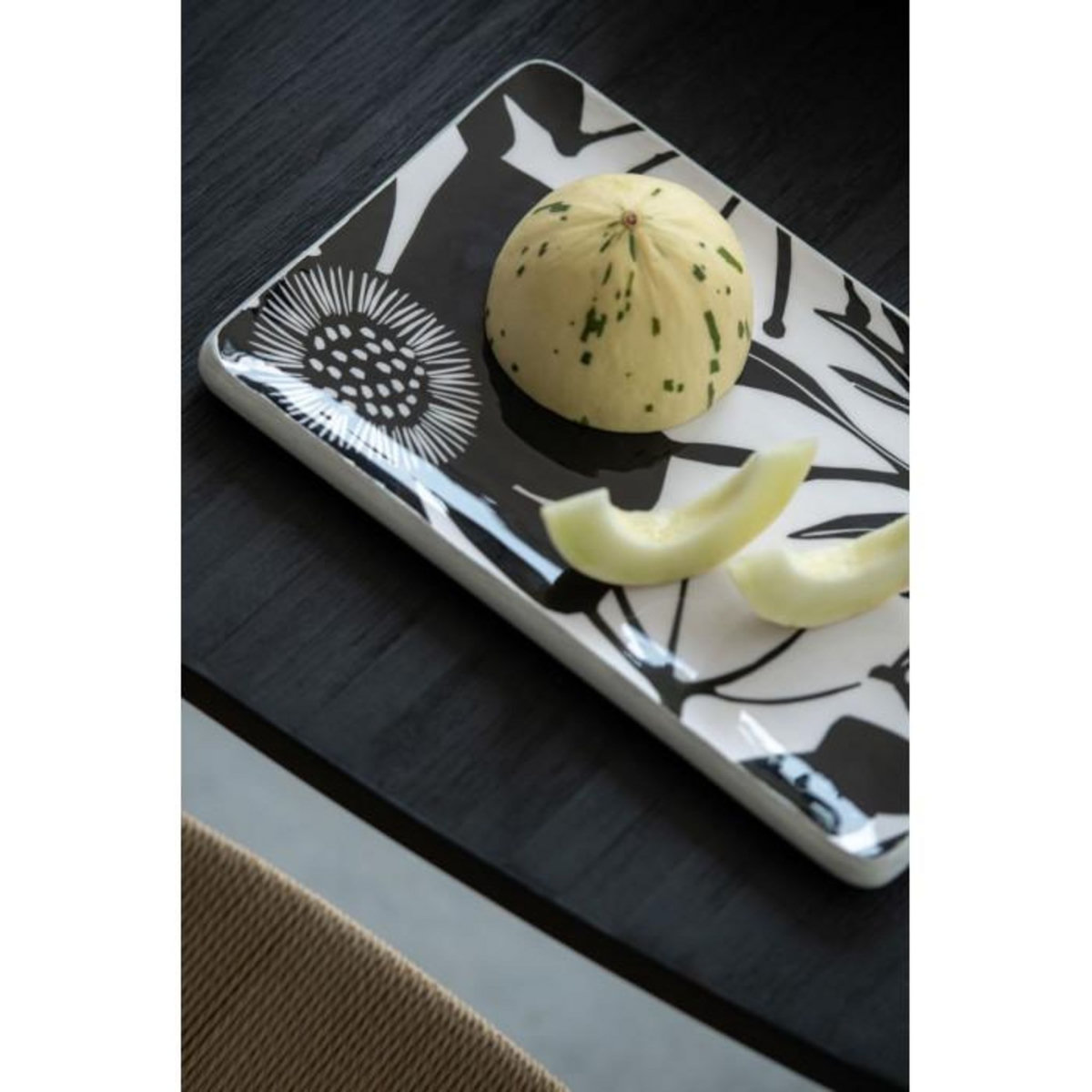 Paris Prix Plat de Présentation en Bois  Tod  40cm Noir & Blanc