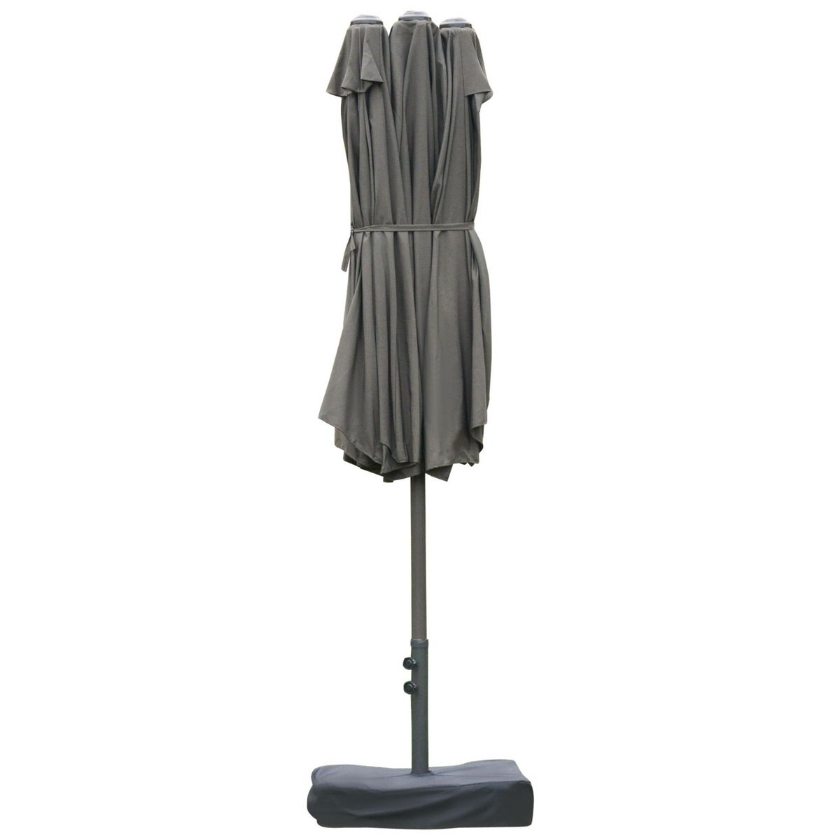 OUTSUNNY Parasol de jardin XXL dim. 4,6L x 2,7l x 2,4H m ouverture fermeture manivelle pied & contrepoids inclus acier polyester haute densité gris