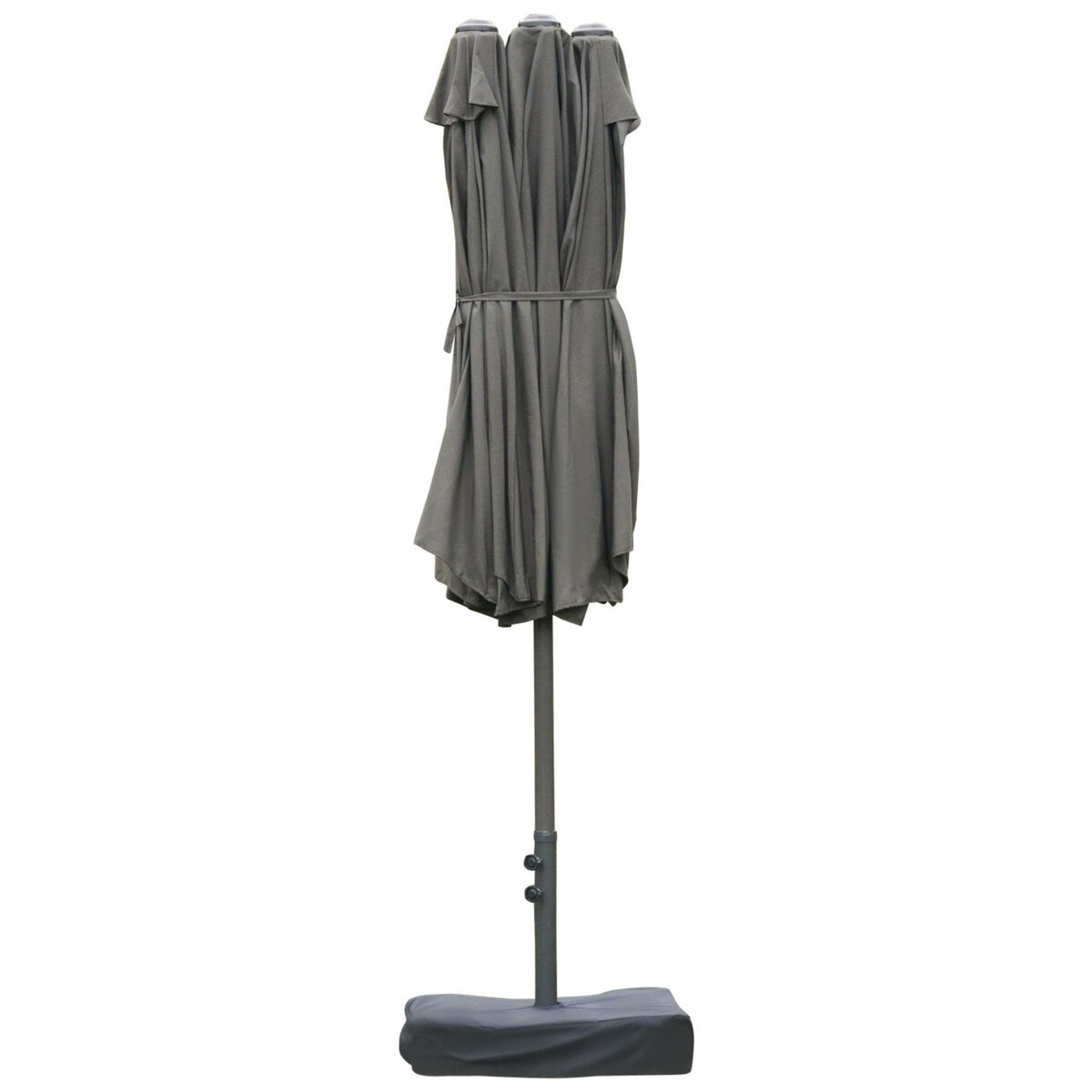 OUTSUNNY Parasol de jardin XXL dim. 4,6L x 2,7l x 2,4H m ouverture fermeture manivelle pied & contrepoids inclus acier polyester haute densité gris