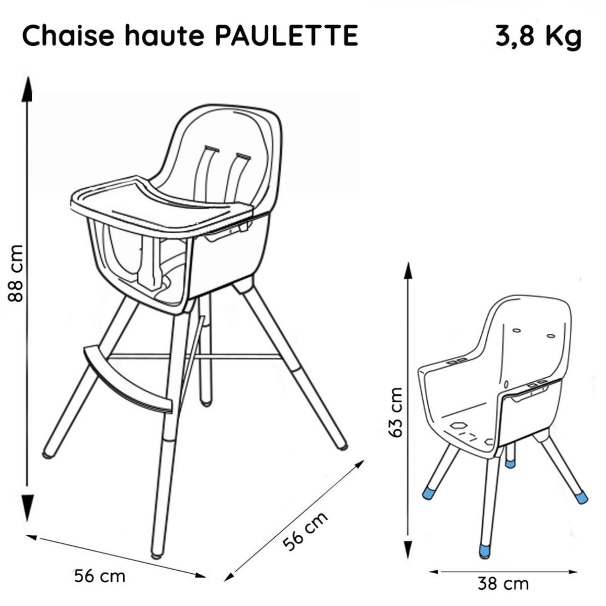 NANIA Chaise Haute évolutive - PAULETTE