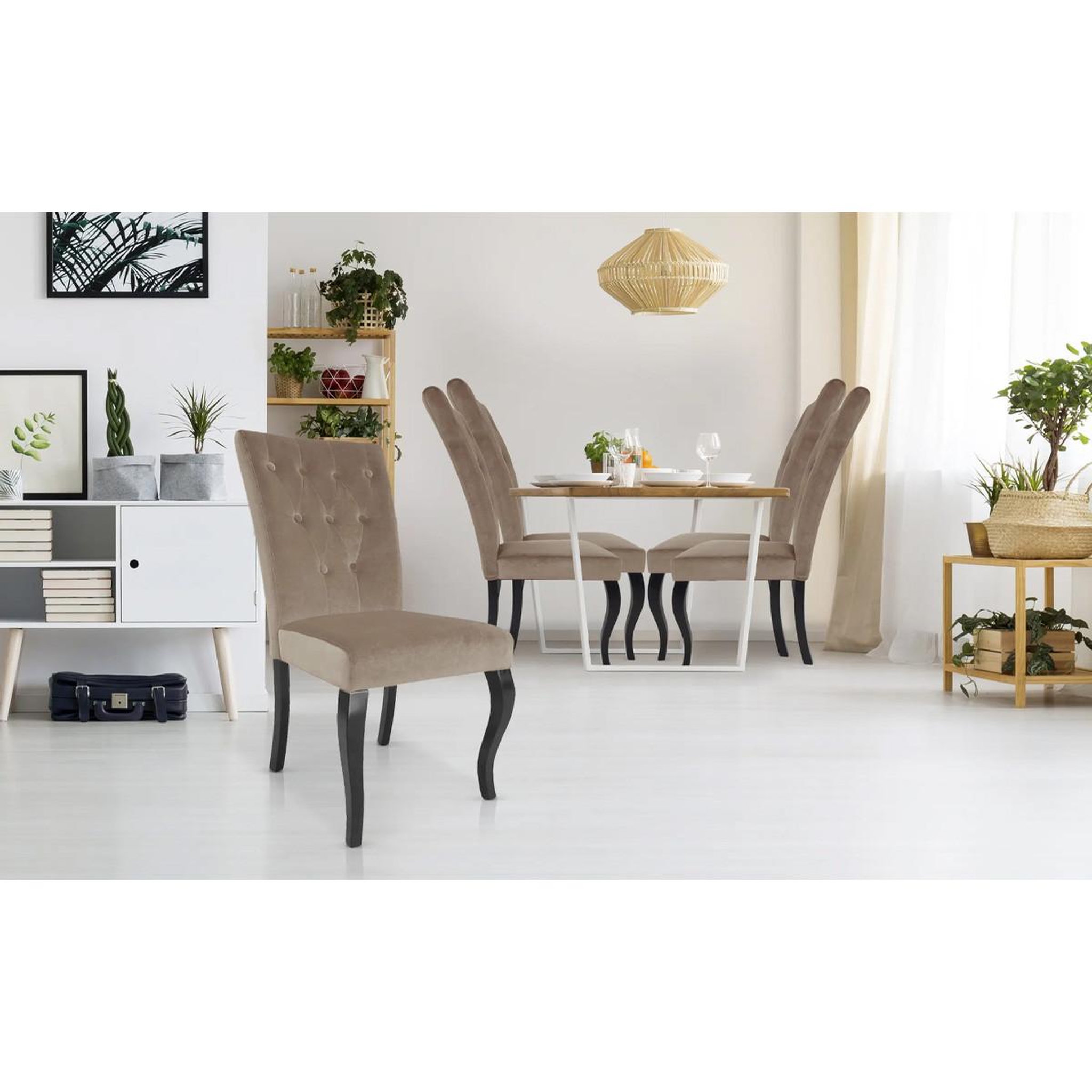 Voir la diapositive 5 : Paris Prix Lot de 2 chaises design velours  lucky  106cm taupe