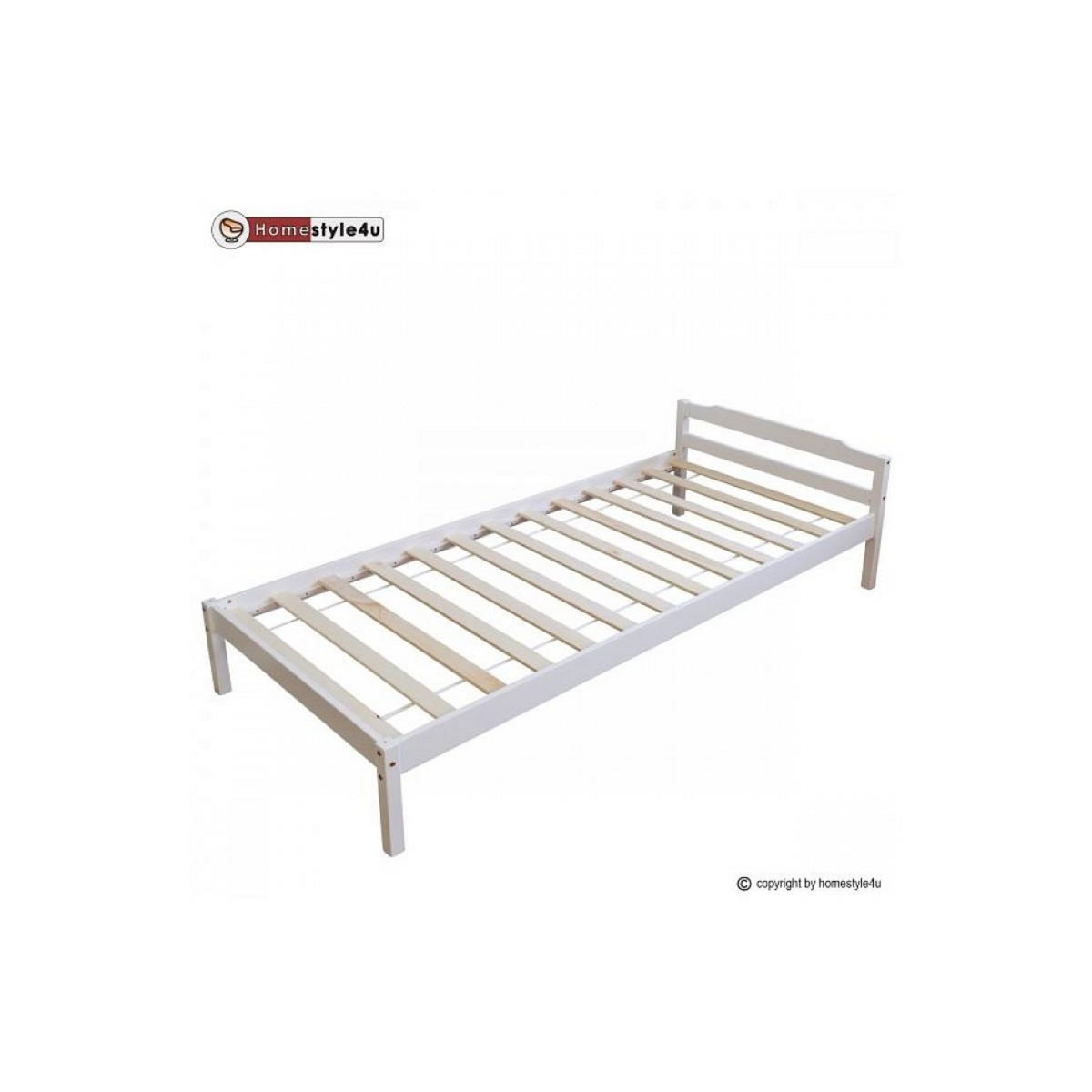 HomeStyle4U Lit Simple Blanc 90x200