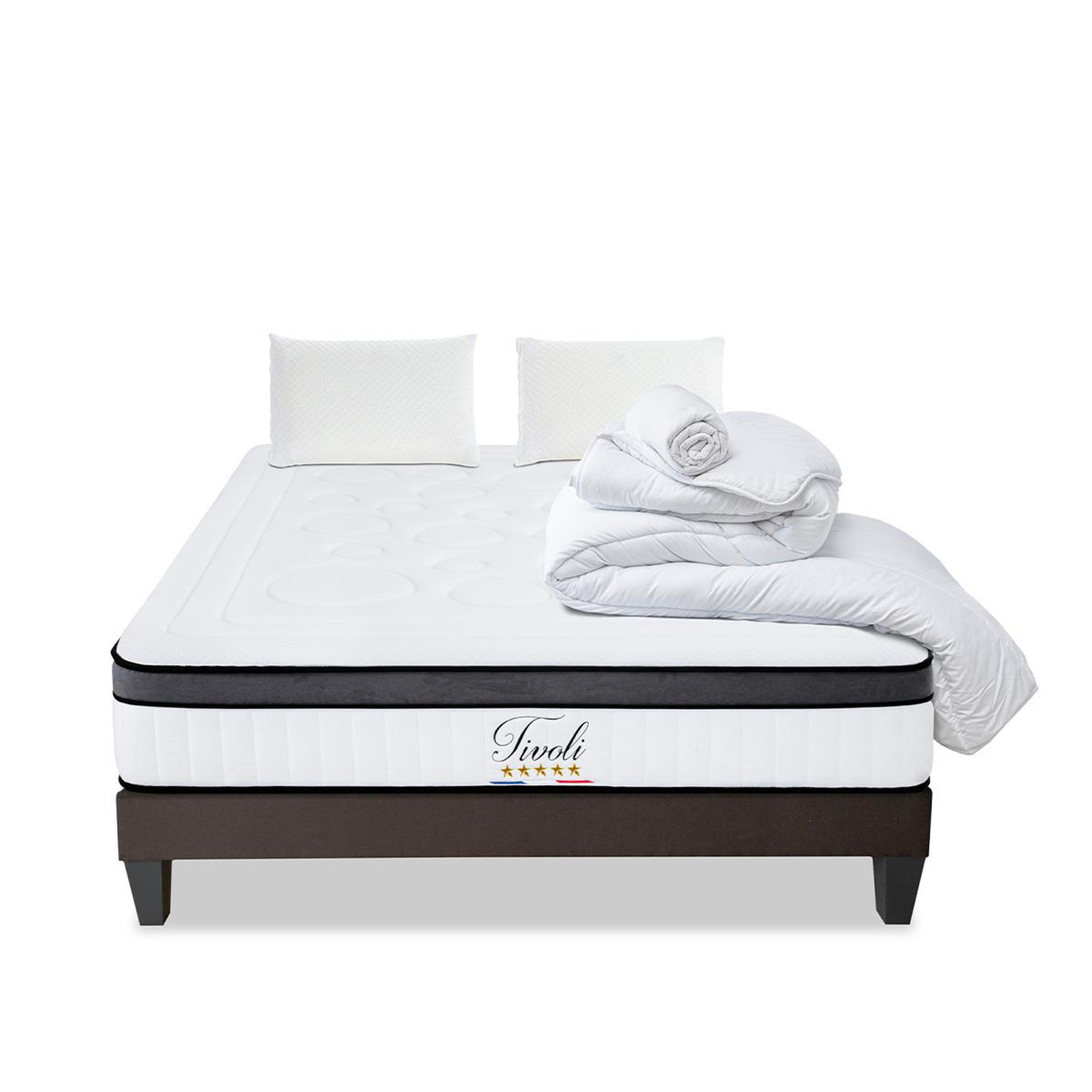 Voir la diapositive 1 : BELLECOUR Bellecour literie | pack prêt à dormir tivoli | matelas mémoire de forme + sommier + accessoires