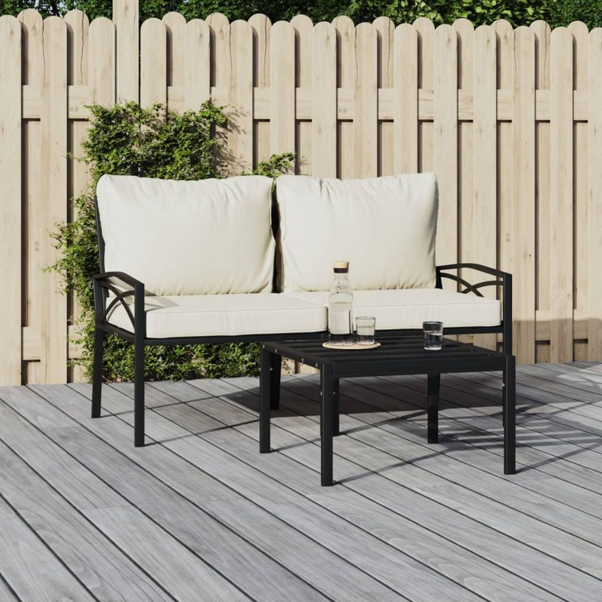 VIDAXL Chaises de jardin et coussins sable lot de 2 62x75x79 cm acier