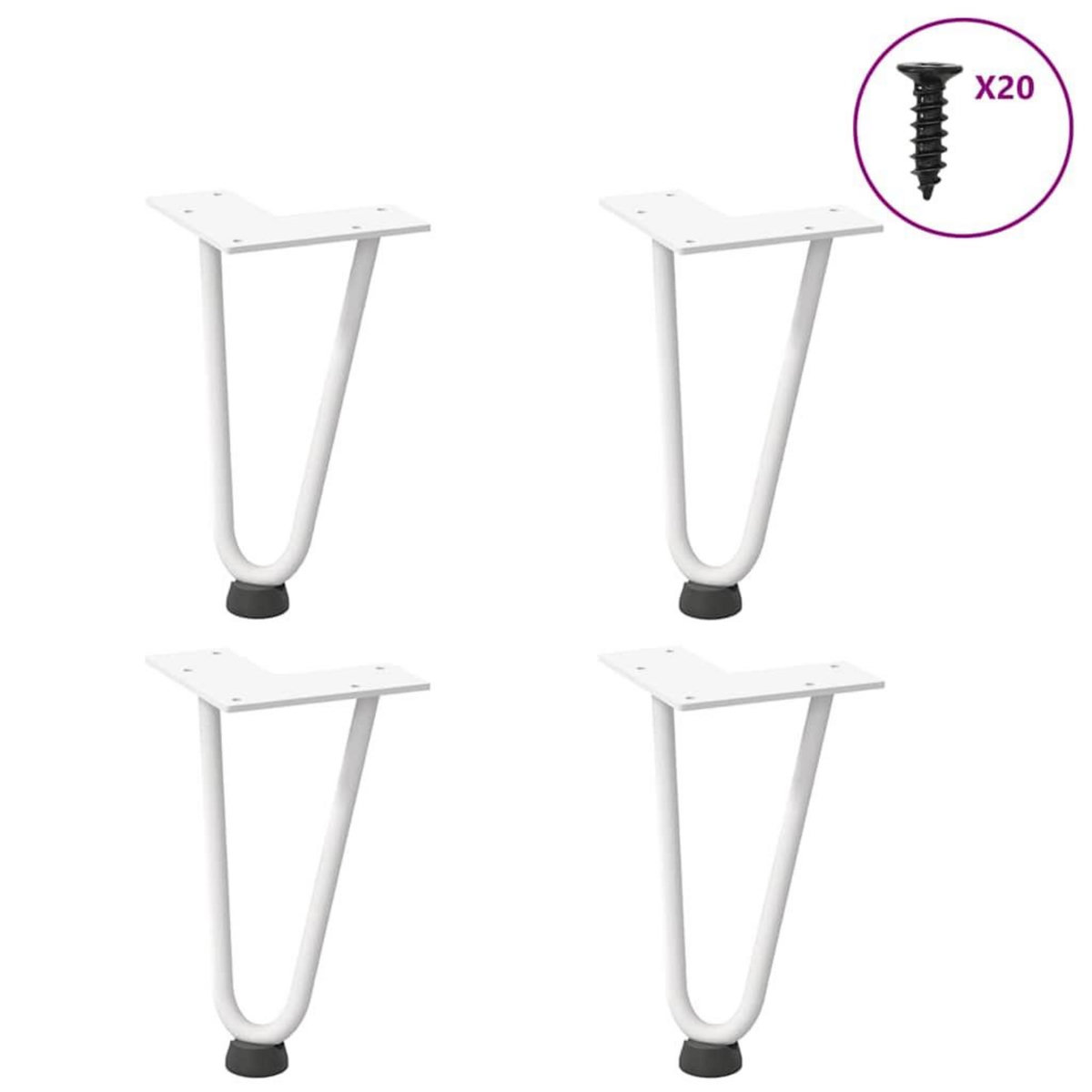 VIDAXL Pieds de table en forme d'epingle a cheveux 4 pcs blanc 20 cm