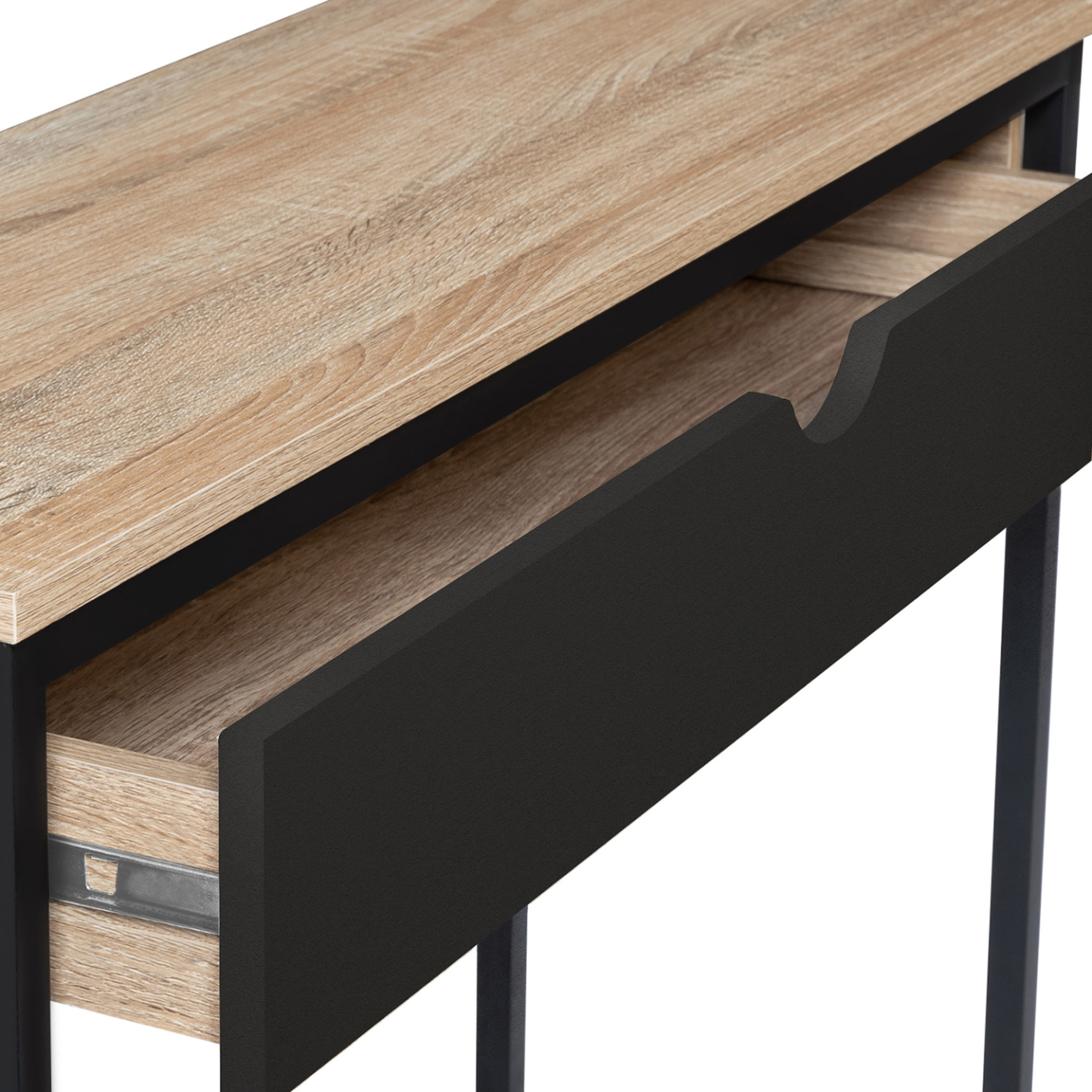 Voir la diapositive 3 : ID MARKET Console 1 tiroir noir boston design industriel