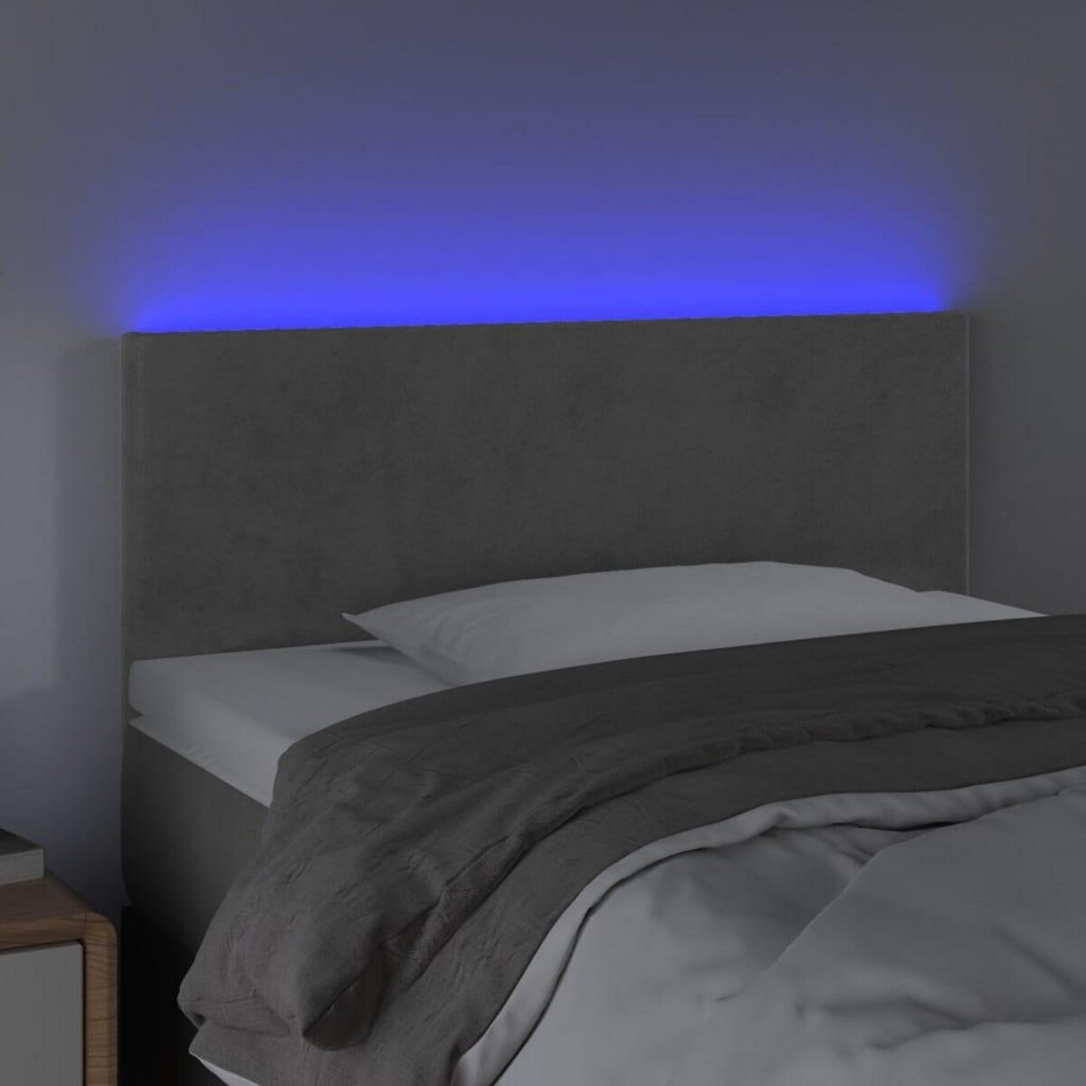 VIDAXL Tete de lit a LED Gris clair 90x5x78/88 cm Velours