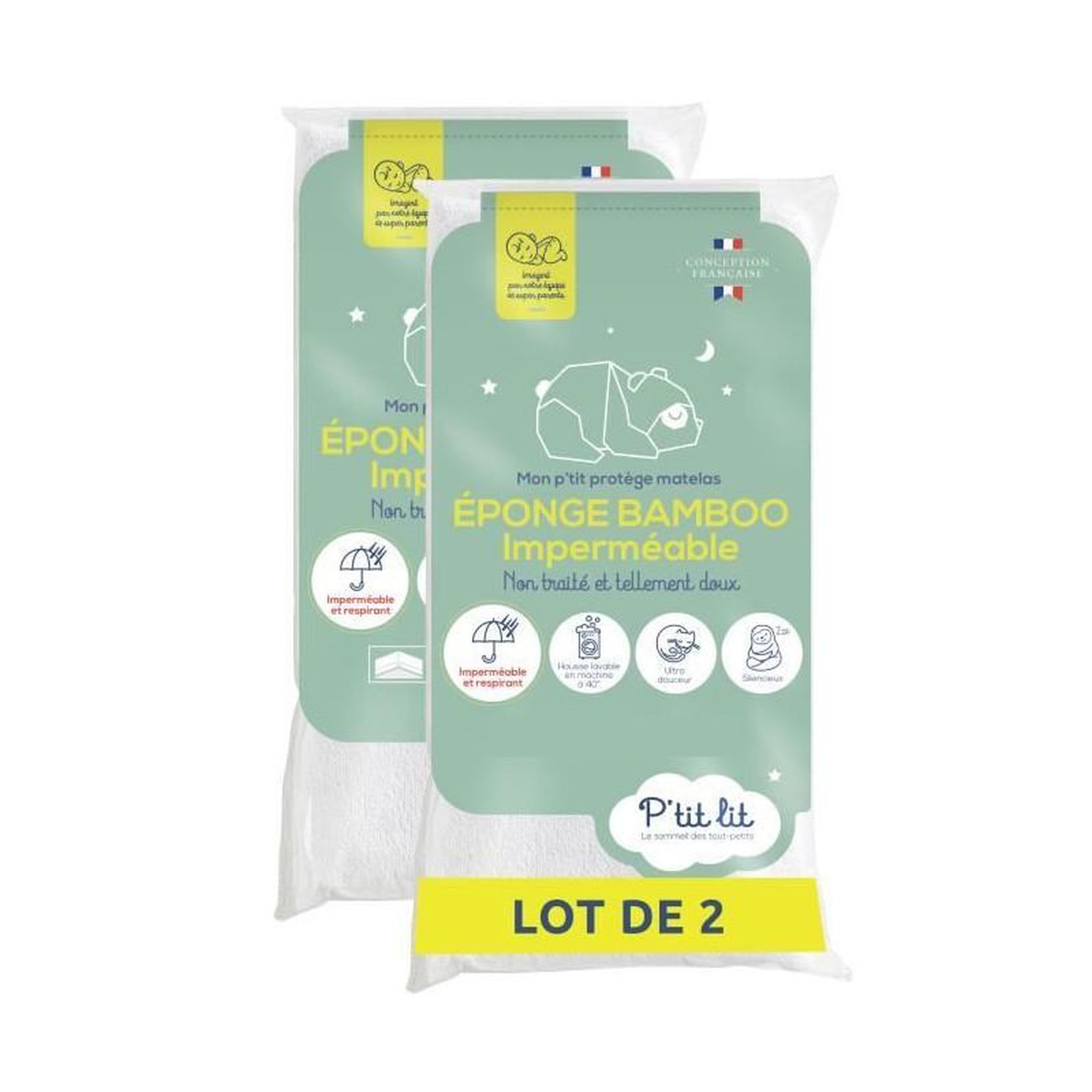 P'TIT LIT Lot de 2 Proteges Matelas Bébé Bamboo - pour Couffin, Nacelle, Landeau - Alese Imperméable - Viscose Douce - 40x80 cm