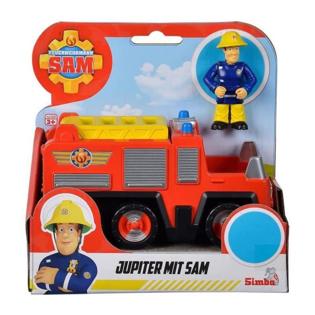SILVERTORN Mini véhicule Sam le Pompier - SILVERTORN - Camion Jupiter - Figurine articulée incluse - A partir de 3 ans