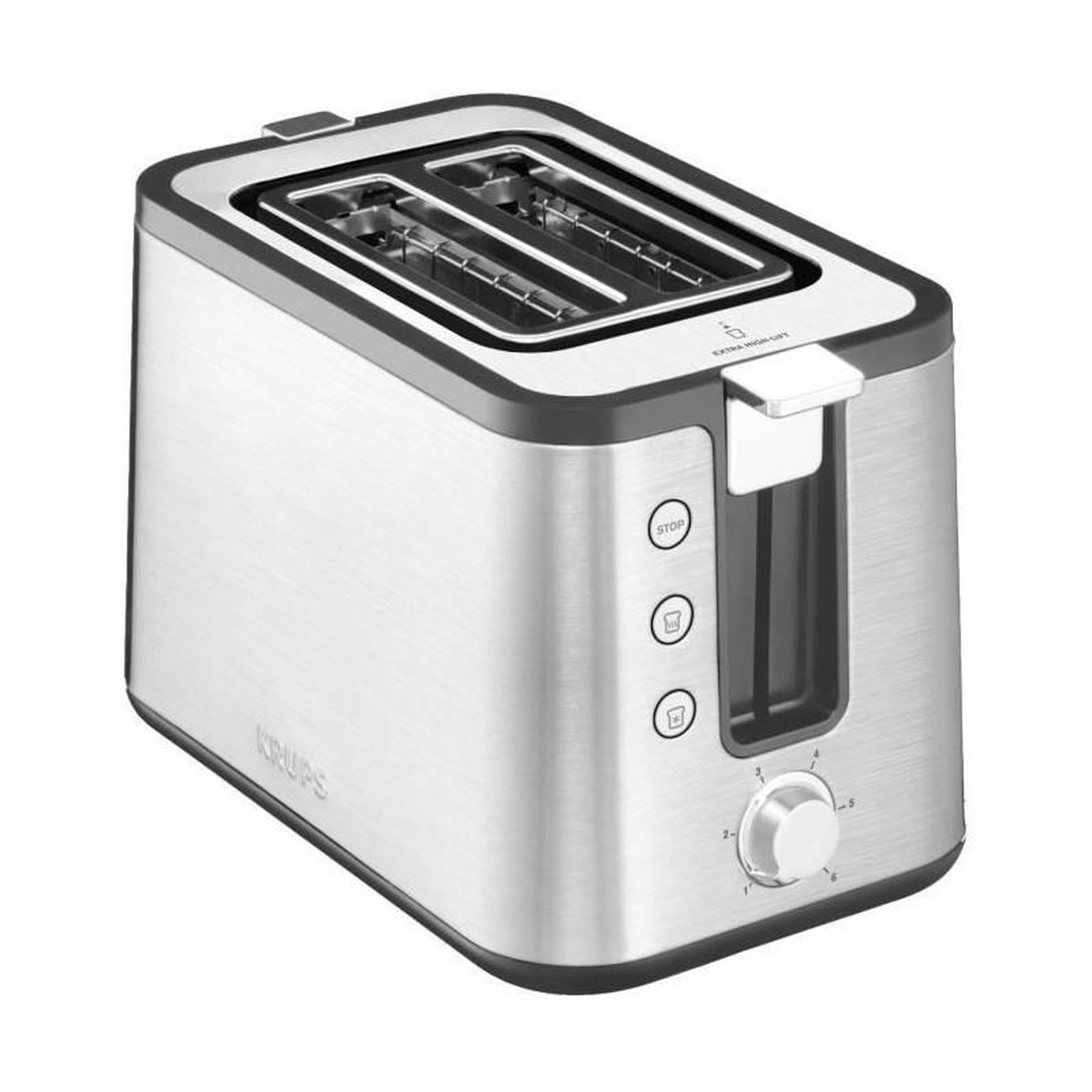 KRUPS KRUPS KH442D10 Control Line Grille-pain inox, Toaster 2 fentes larges, Remontee extra haute, Fonctions rechauffage et decongelat