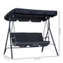 Voir la diapositive 3 : OUTSUNNY Balancelle de jardin 3 places toit inclinaison réglable coussins assise et dossier 1,72L x 1,1l x 1,52H m acier noir polyester noire