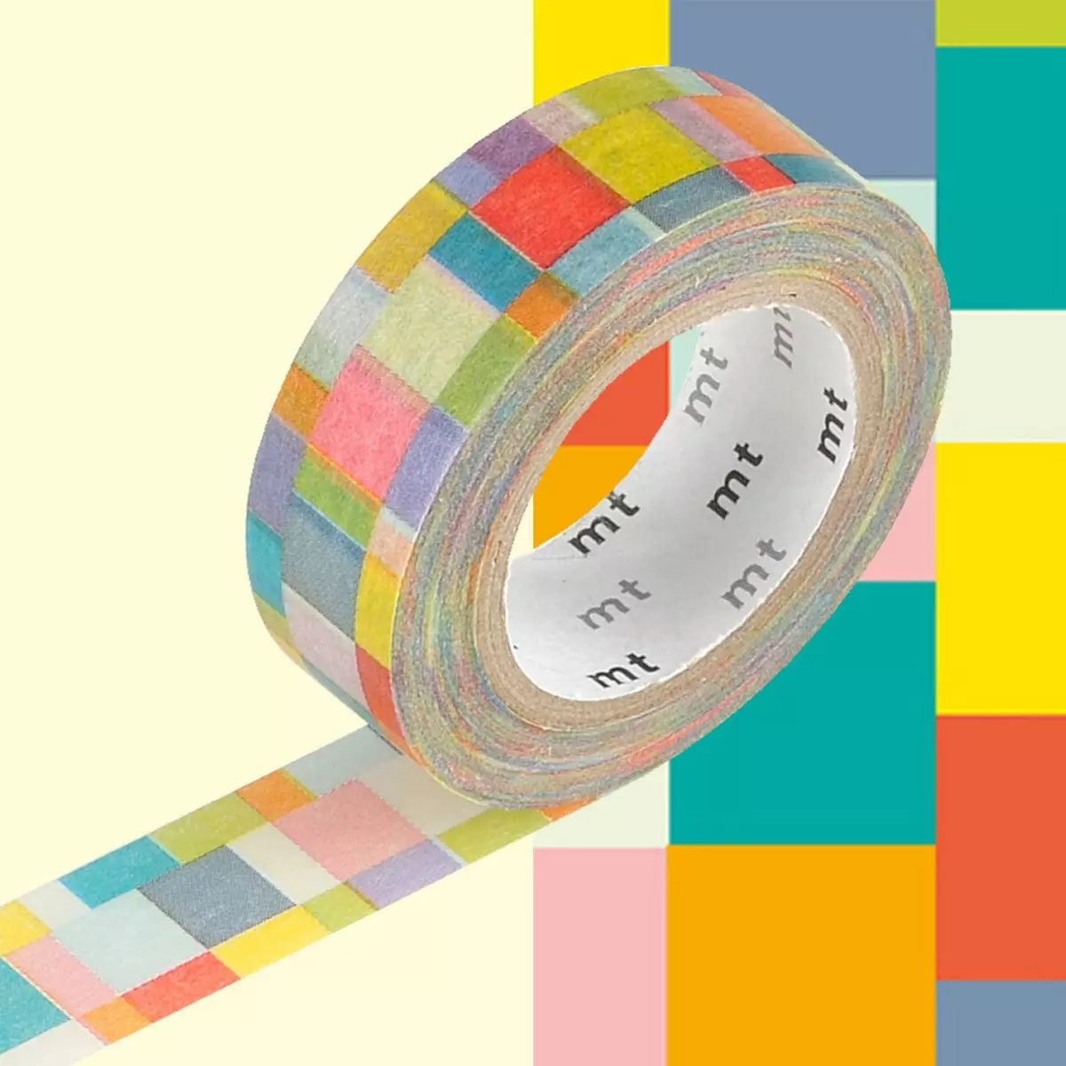 Masking Tape (MT) Masking tape mosaïque couleurs vives - 1,5 cm x 7 m