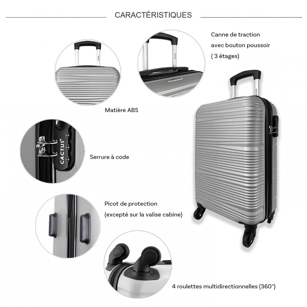 Cactus Lot 3 valises dont 1 valise cabine rigides