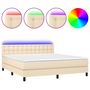Voir la diapositive 2 : VIDAXL Sommier a lattes de lit avec matelas LED Creme 180x200 cm Tissu