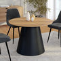 Voir la diapositive 4 : ID MARKET Table à manger ronde extensible ANGELE 4-8 personnes bois effet hêtre et pied noir 110-150 cm