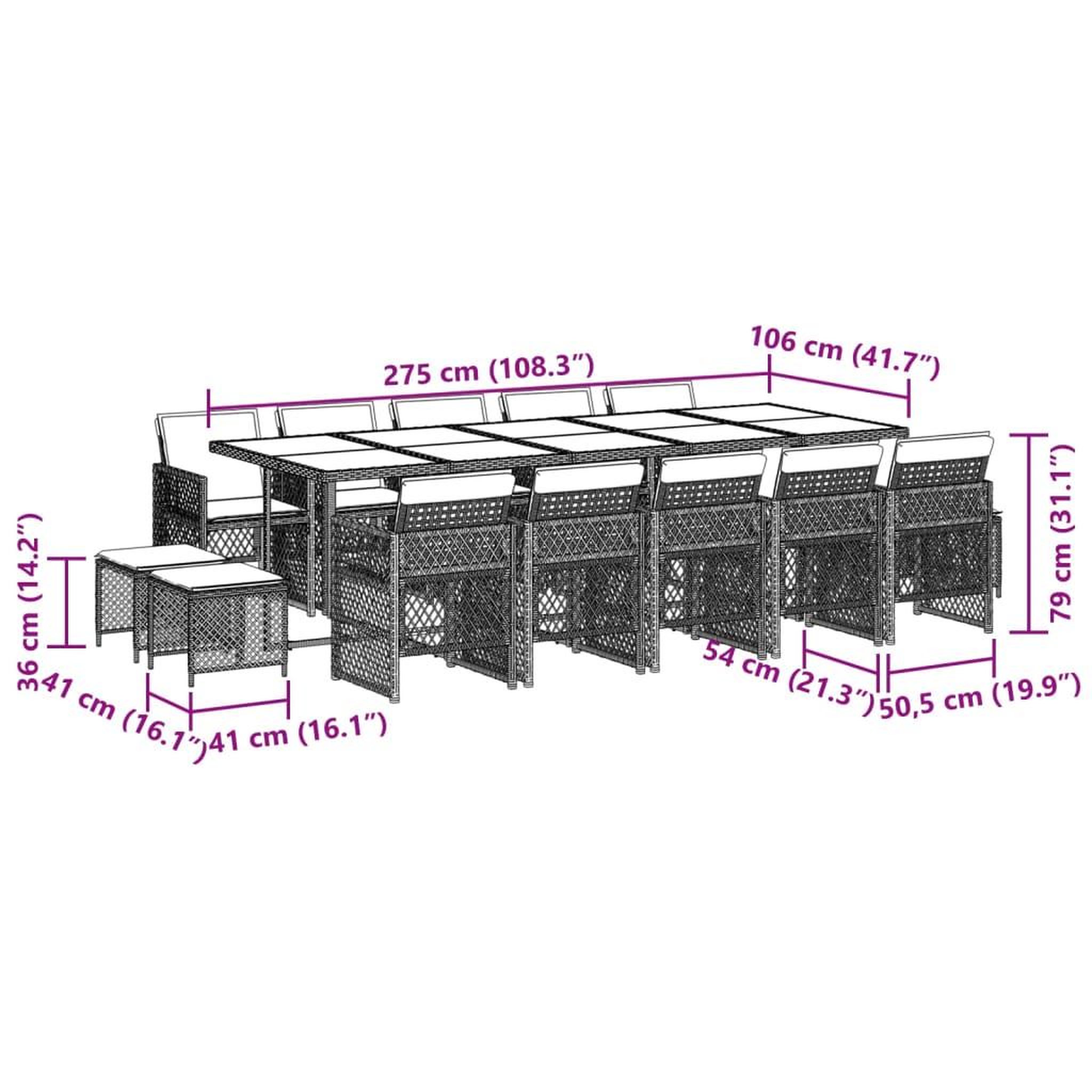 Voir la diapositive 6 : VIDAXL Ensemble a manger de jardin 15 pcs coussins noir resine tressee