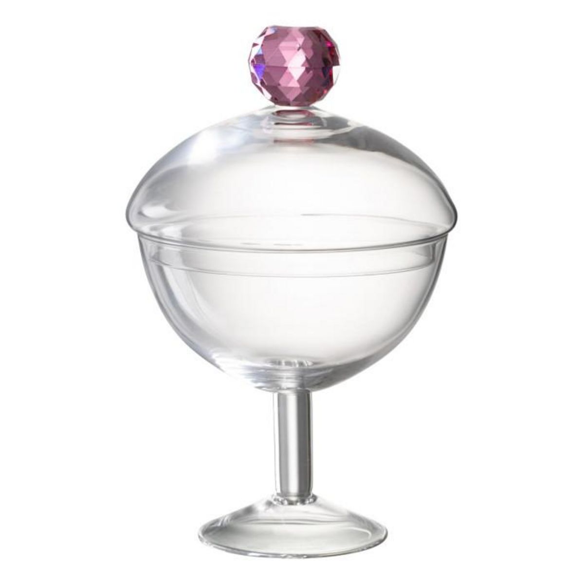 Paris Prix Bonbonnière en Verre  Diamond  25cm Transparent & Rose