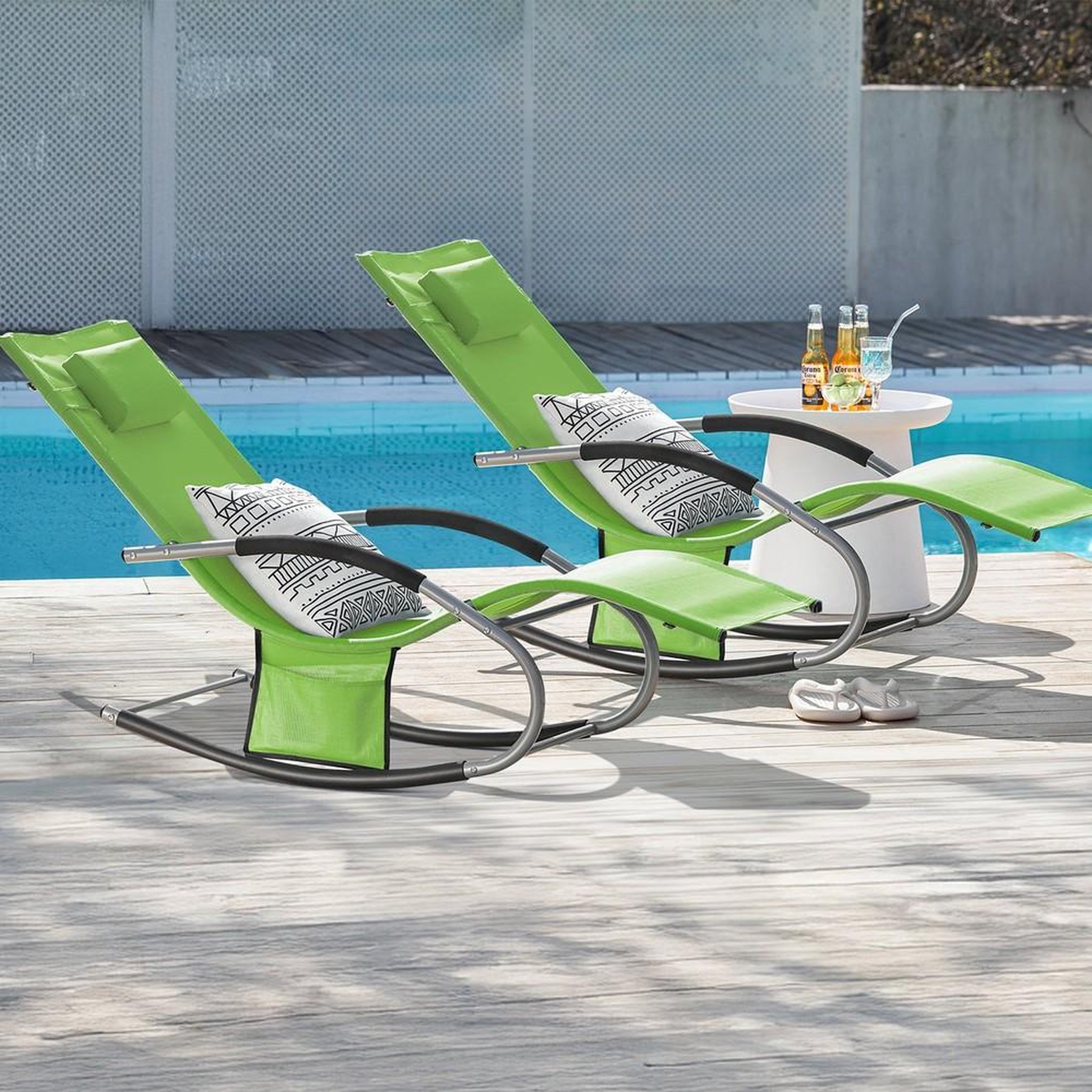Voir la diapositive 2 : SOBUY SoBuy - Lot de 2 chaises à bascule pour jardin - Moderne - OGS28X2